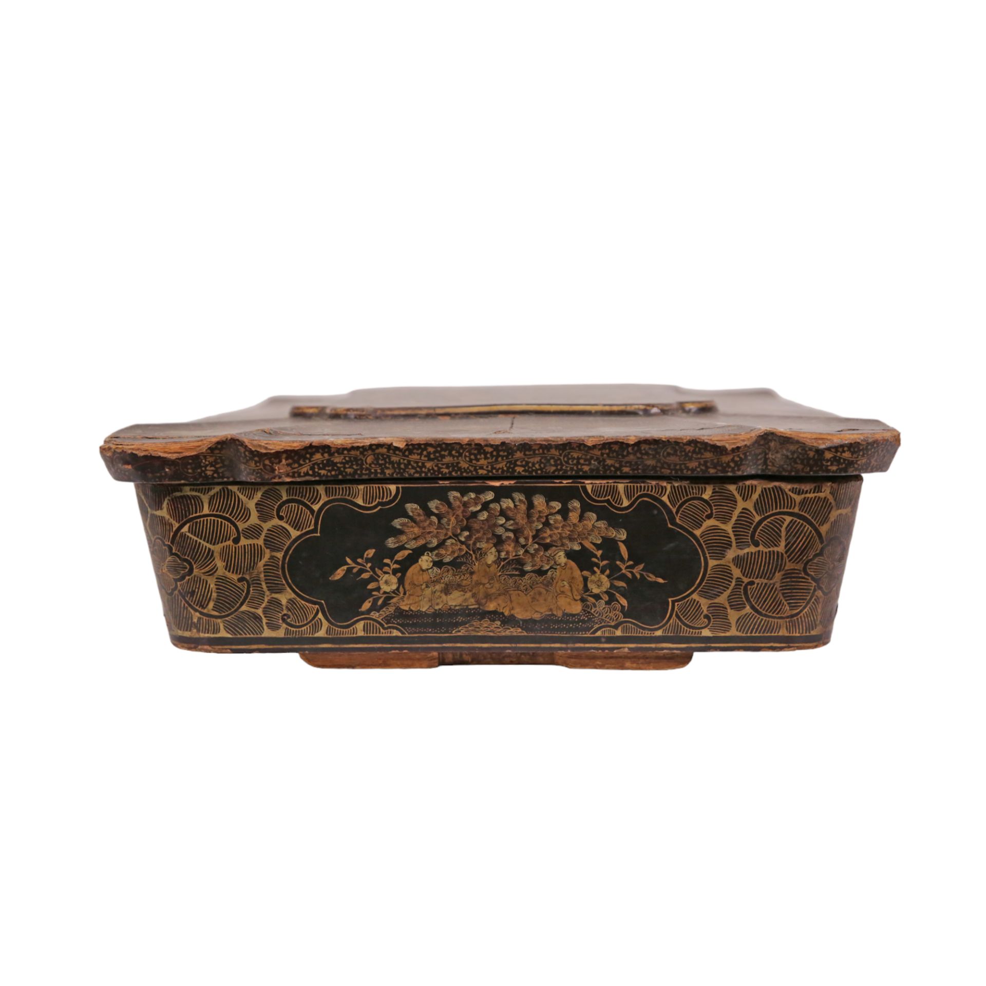 Dressing table top, Napoleon III times, Japanese-style black and gilt lacquer. France mid 19th _. - Image 5 of 11