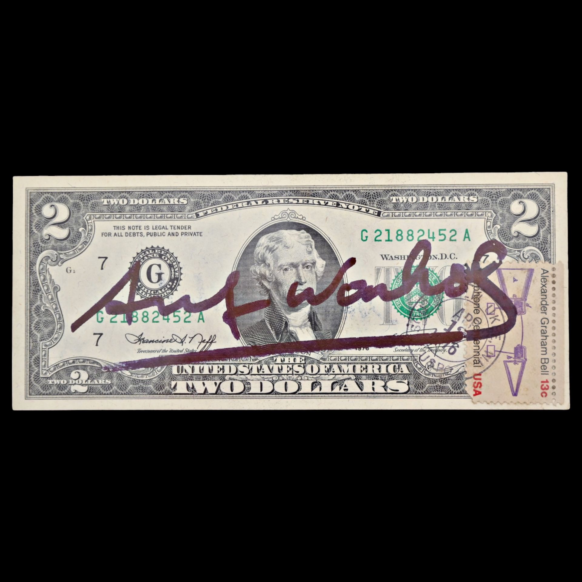 Andy WARHOL (1928 - 1987), Signed 2-dollar banknote + certificate. - Bild 2 aus 4