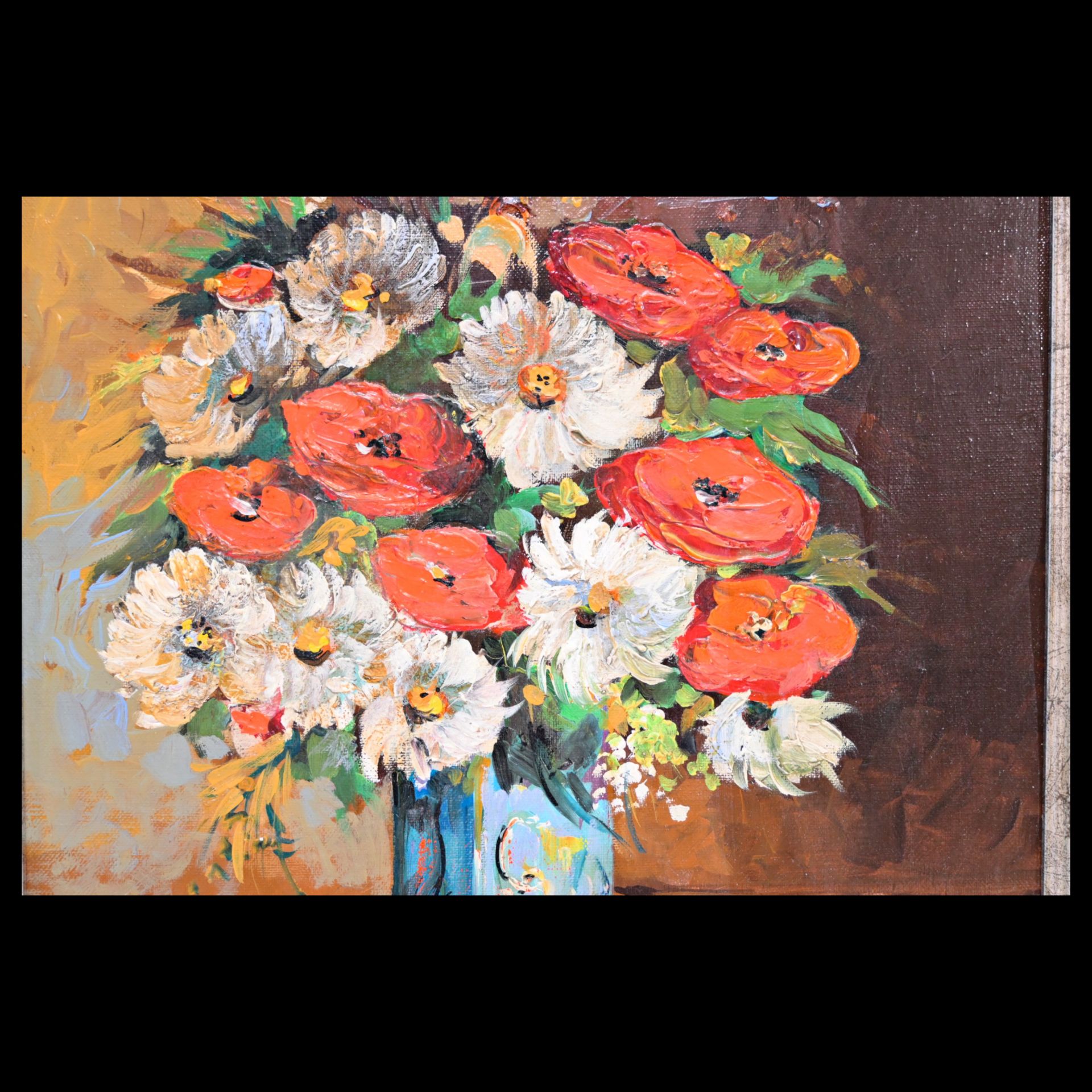 Kazem Rezvanian (1937), flowers in a blue vase, oil on canvas. - Bild 3 aus 7