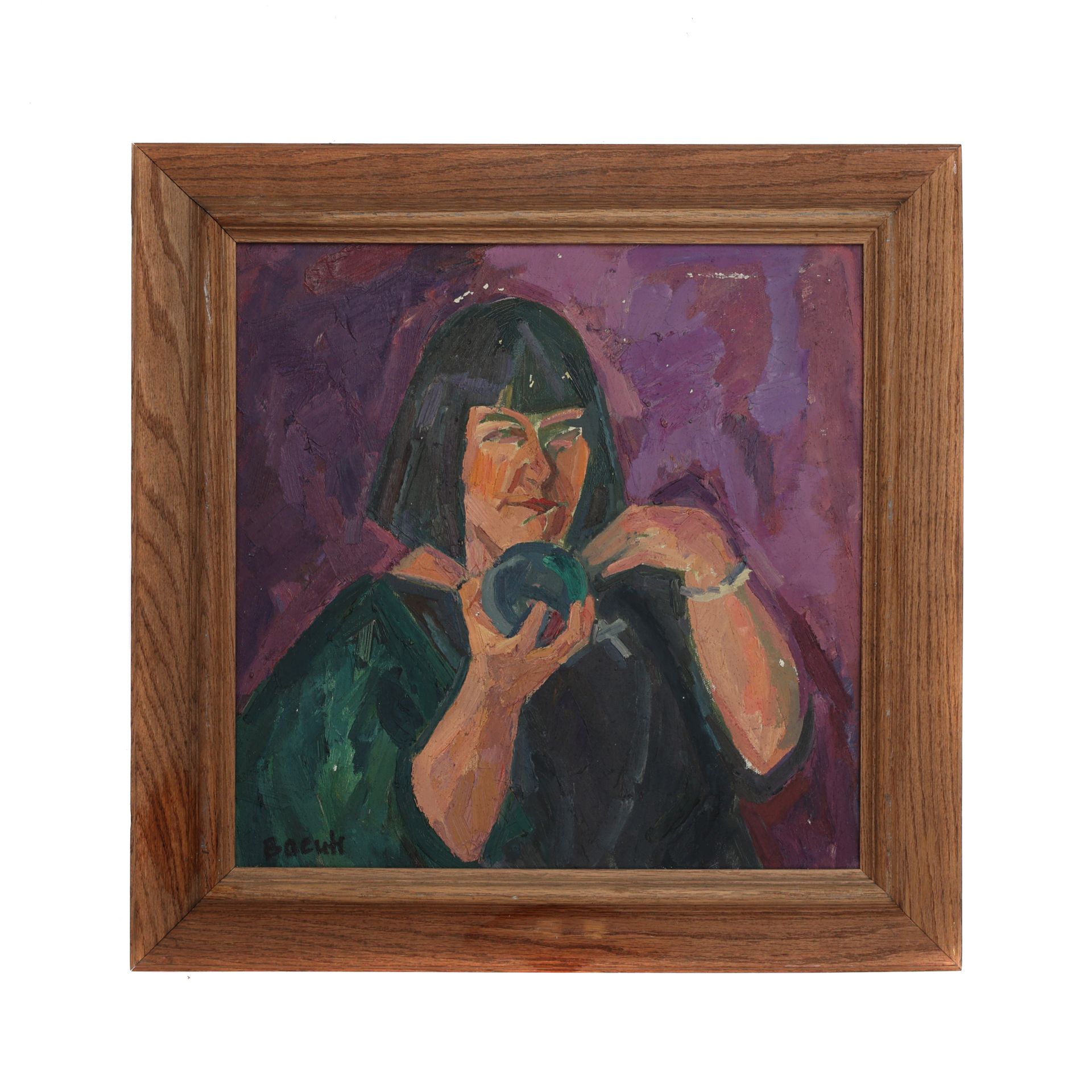 "Woman with apple" A RUSSIAN OIL PAINTING BY VIKTOR VASIN - Image 2 of 5