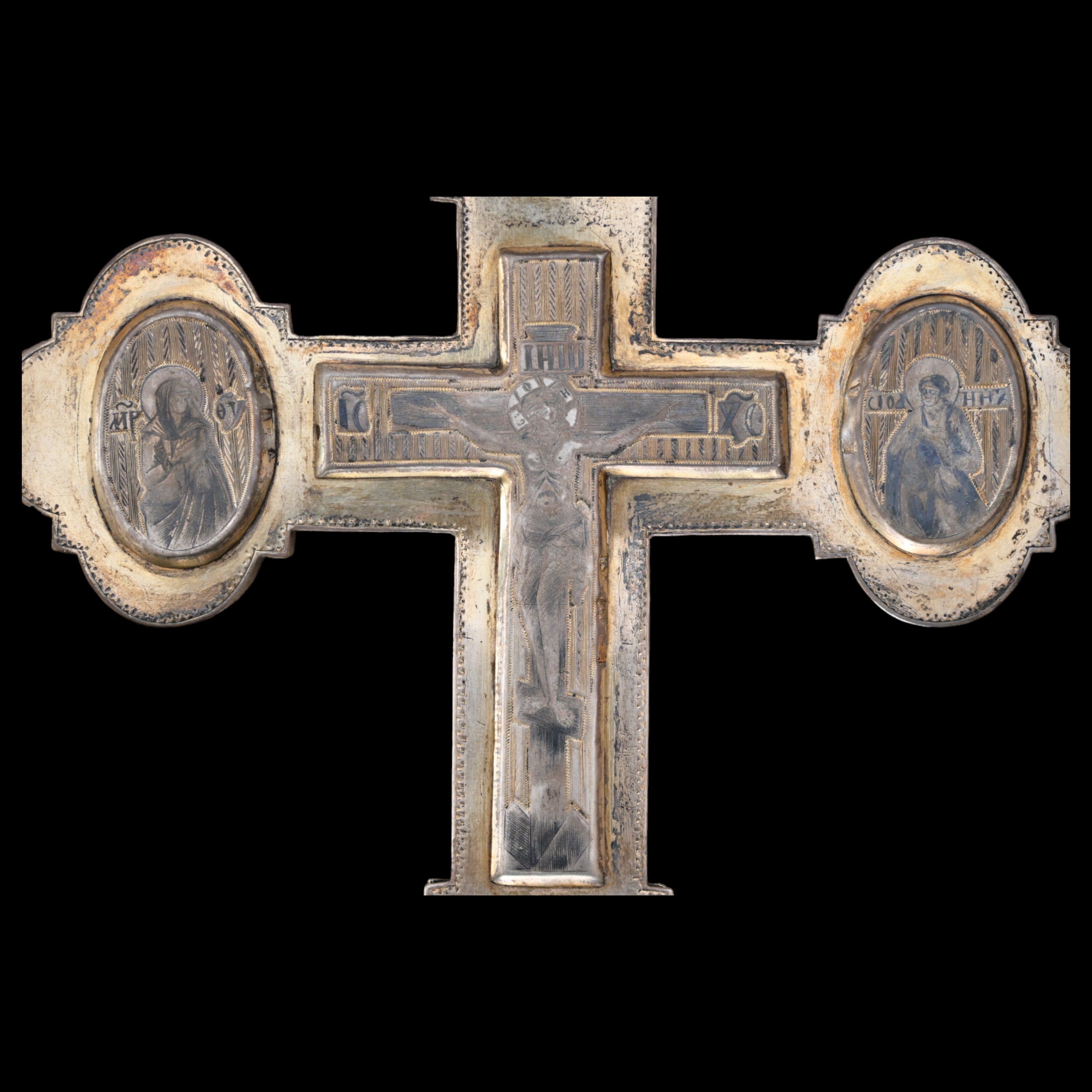 Very rare Russian reliquarium blessing cross, silver with niello, Moscow, Russian Empire, 1830-50. - Image 6 of 13
