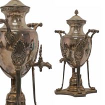 Rare Silver Plate Samovar, Large coffee urn with Neoclassical motifs, France 19th century.