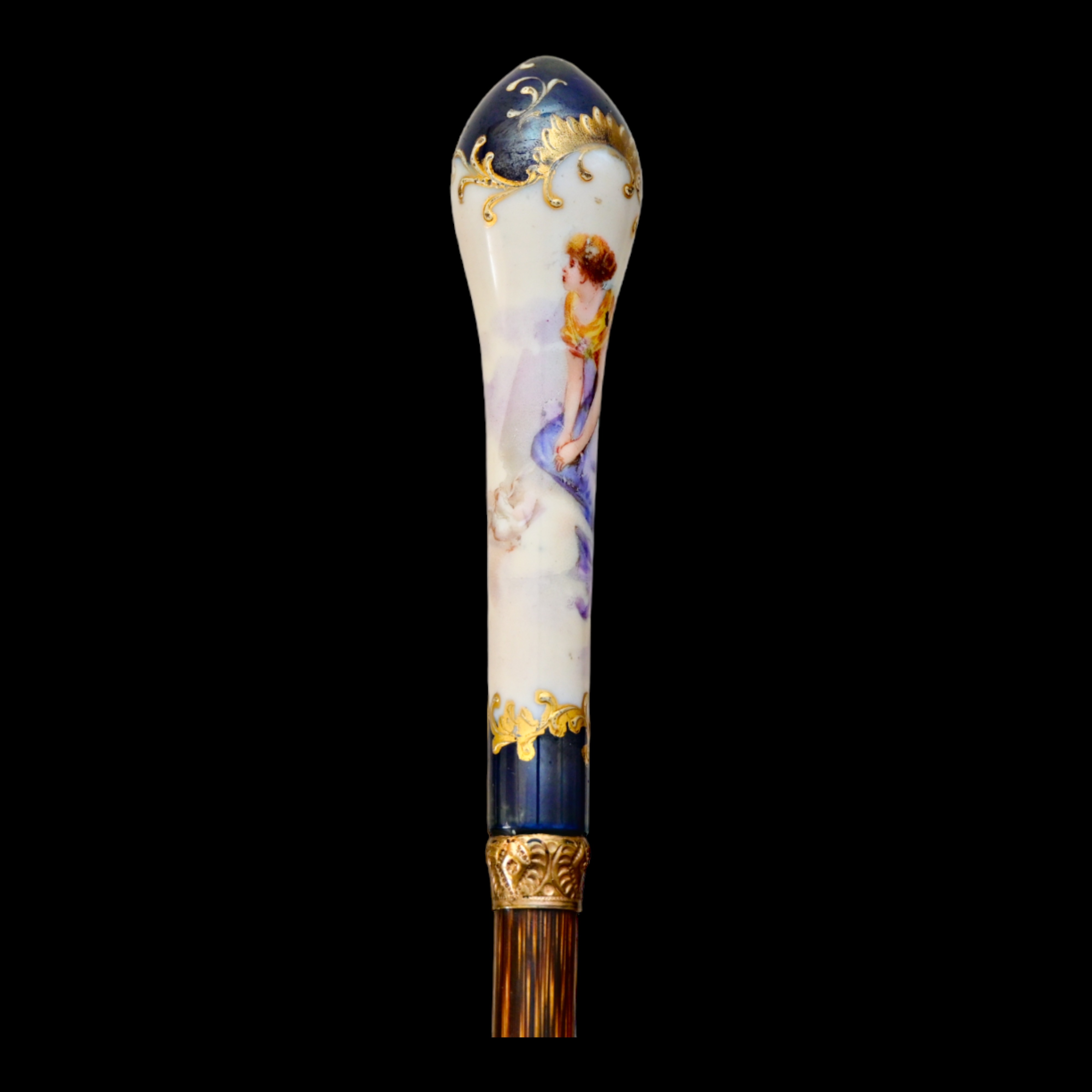 Rare Cane with Porcelain pommel. Limoge Porcelain Manufactory. France, 19th century. - Image 4 of 9