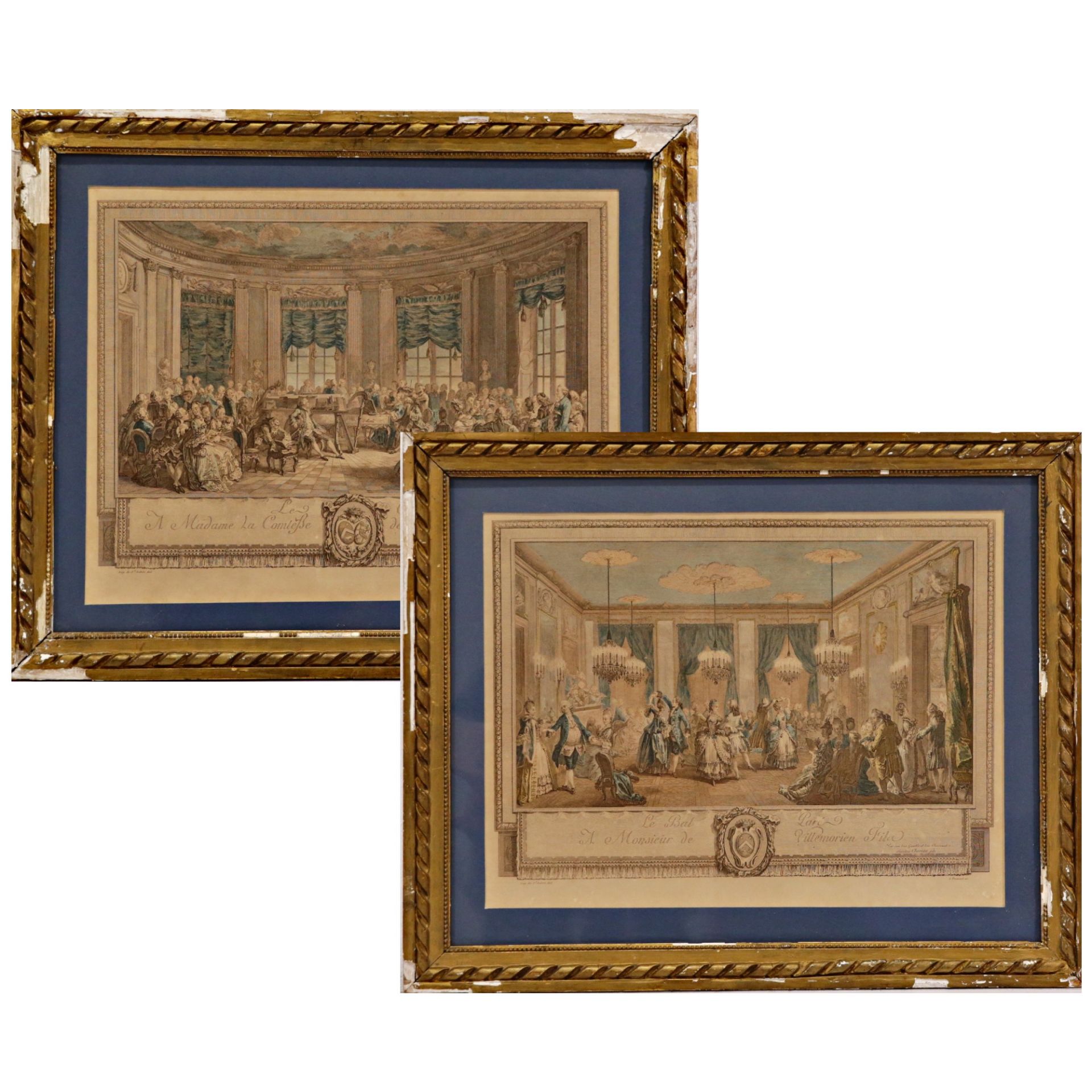 Two (2) late 18th/early 19th Century L. Provost colored engravings from drawings by St. Aubin