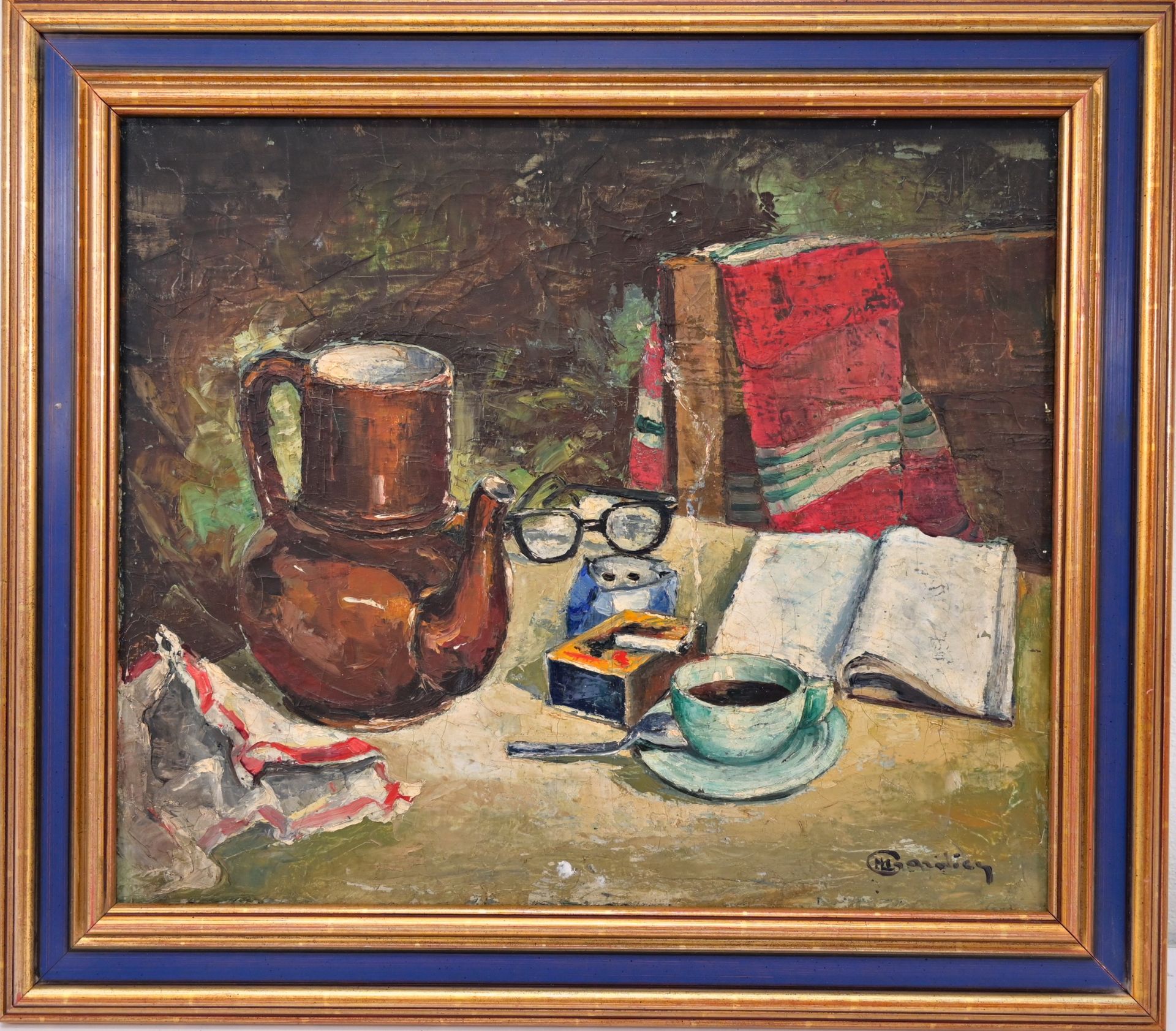 French painting, Oil on canvas, Signature of the artist L M Gazolies. France, 20th century. - Bild 2 aus 6