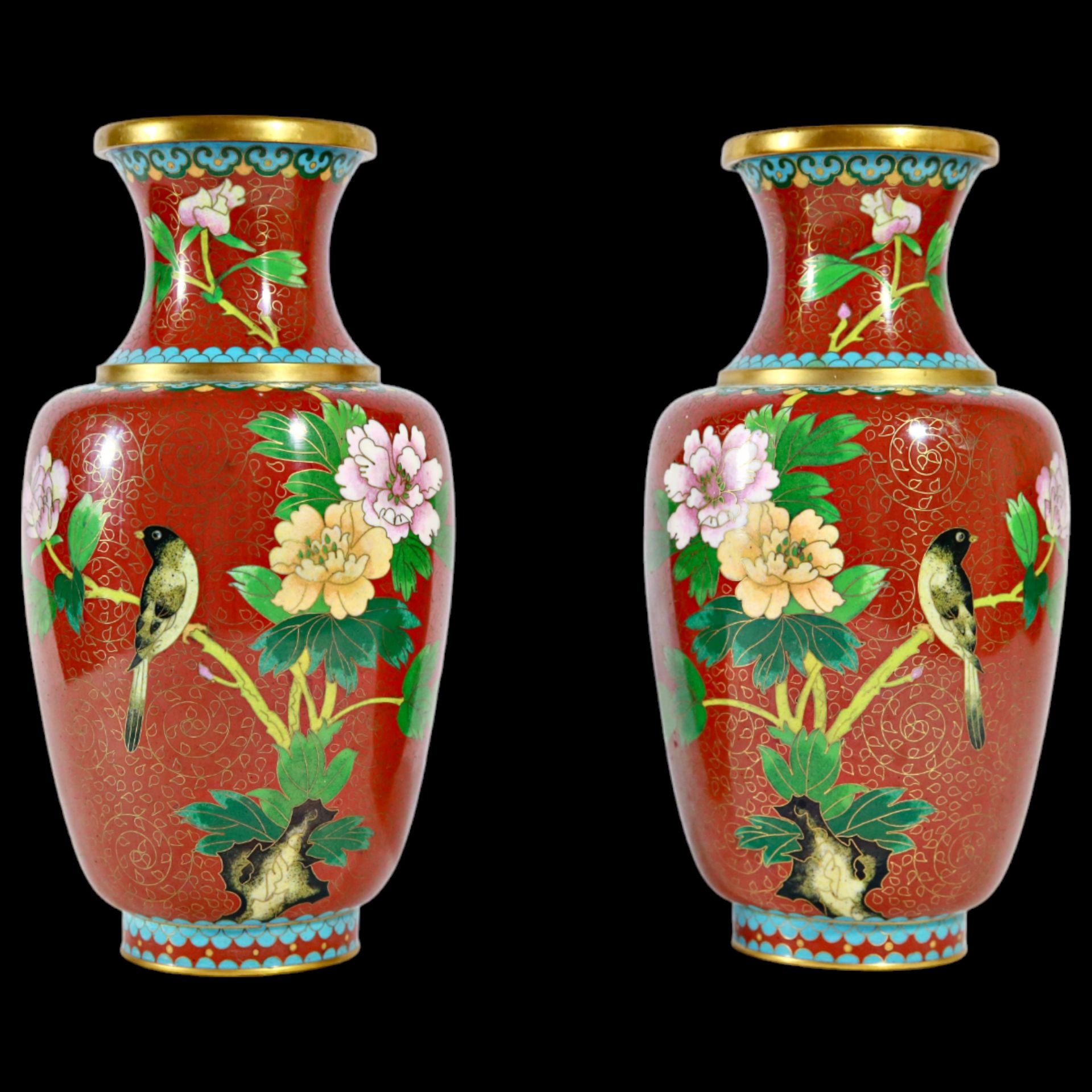 Pair of Fine Japanese Cloisonne Vases, Meiji / Taisho Era. - Image 18 of 20