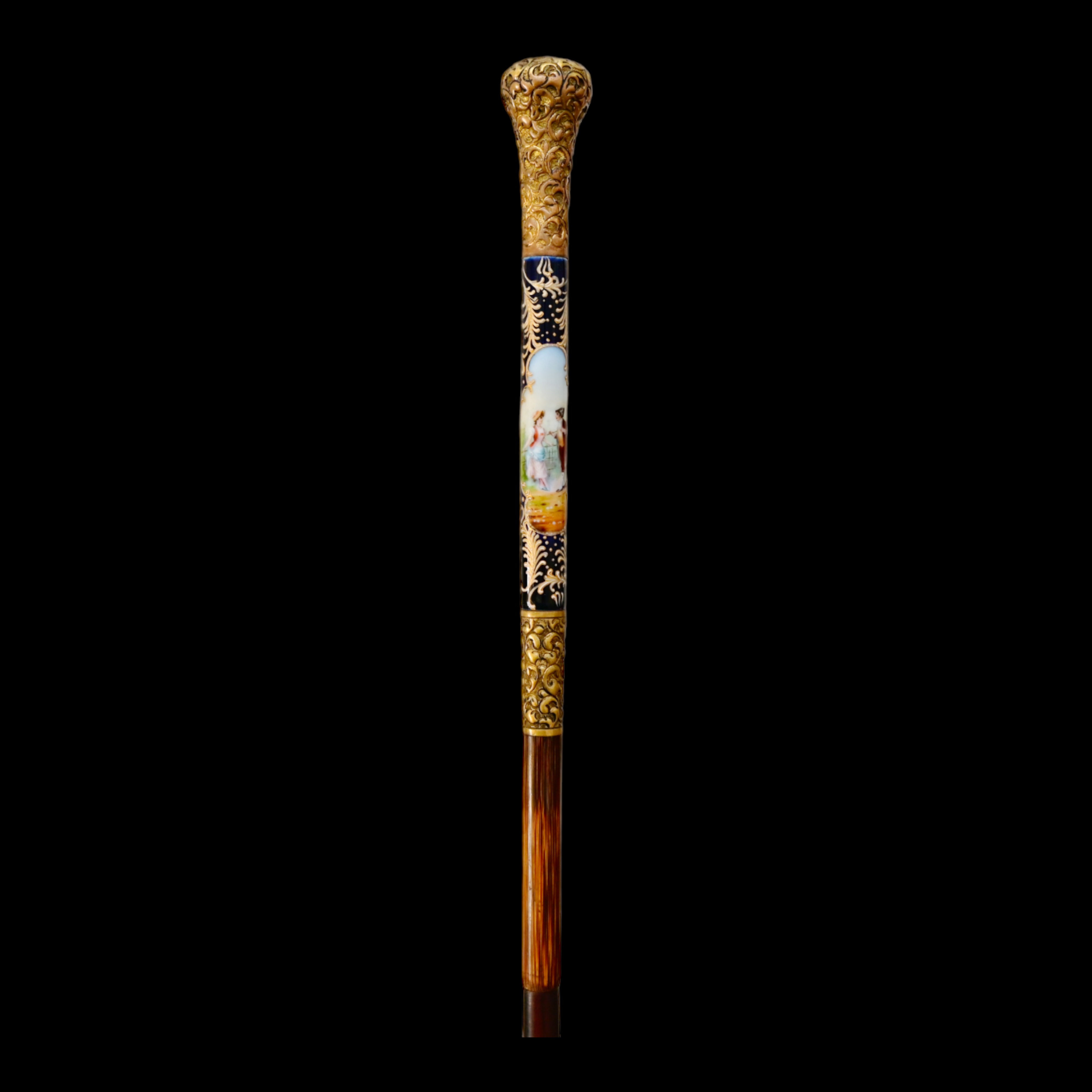 Rare Cane with Porcelain part. Limoge Porcelain Manufactory. France, 19th century. - Image 3 of 12