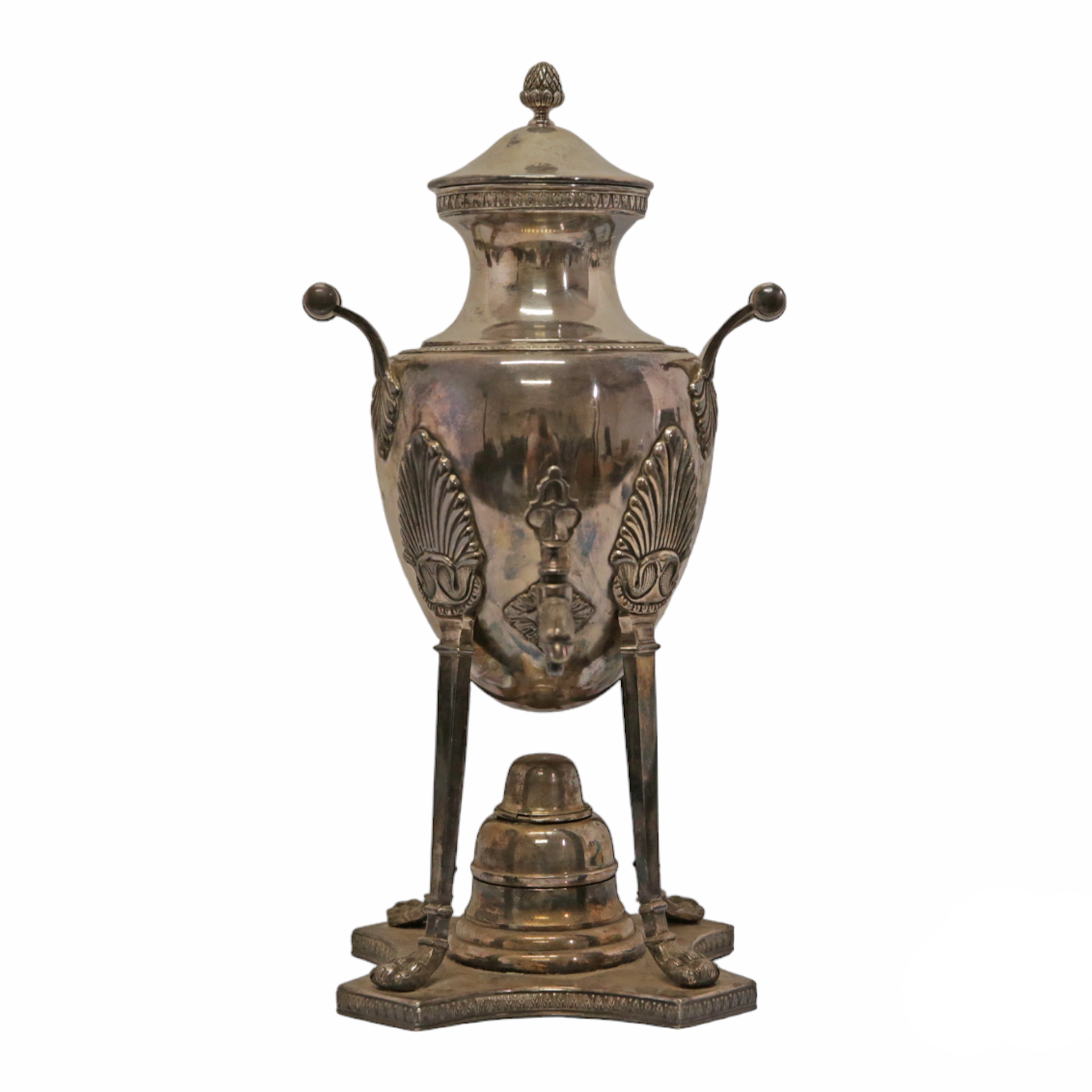 Rare Silver Plate Samovar, Large coffee urn with Neoclassical motifs, France 19th century. - Image 2 of 11