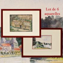 Lot de 6 aquarelles French painting of the first half of the 20th century.