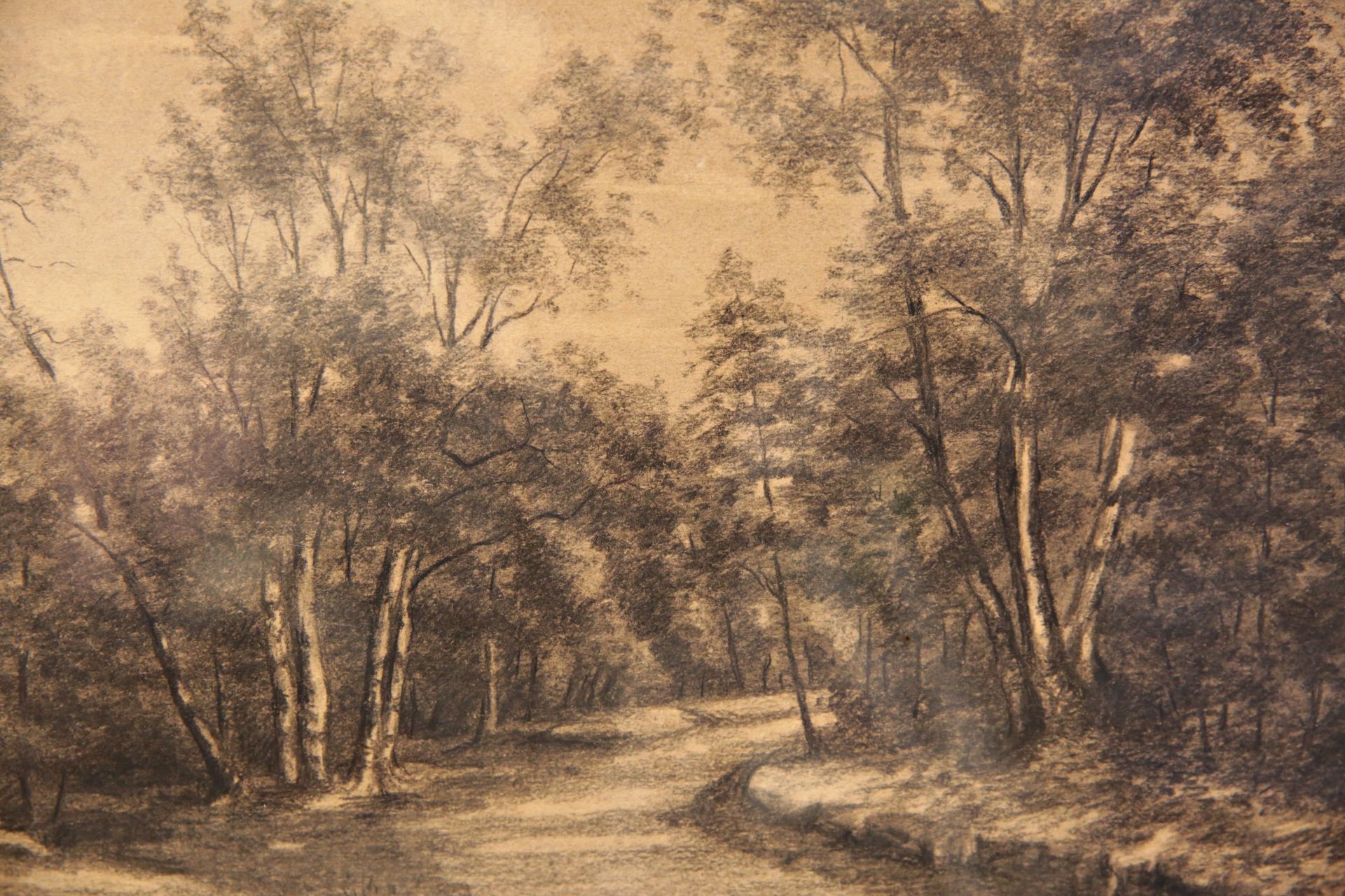 "Barbizon Forest 1899", graphite drawing, signature Rothwiller, French painting of the 19th C. - Bild 4 aus 6