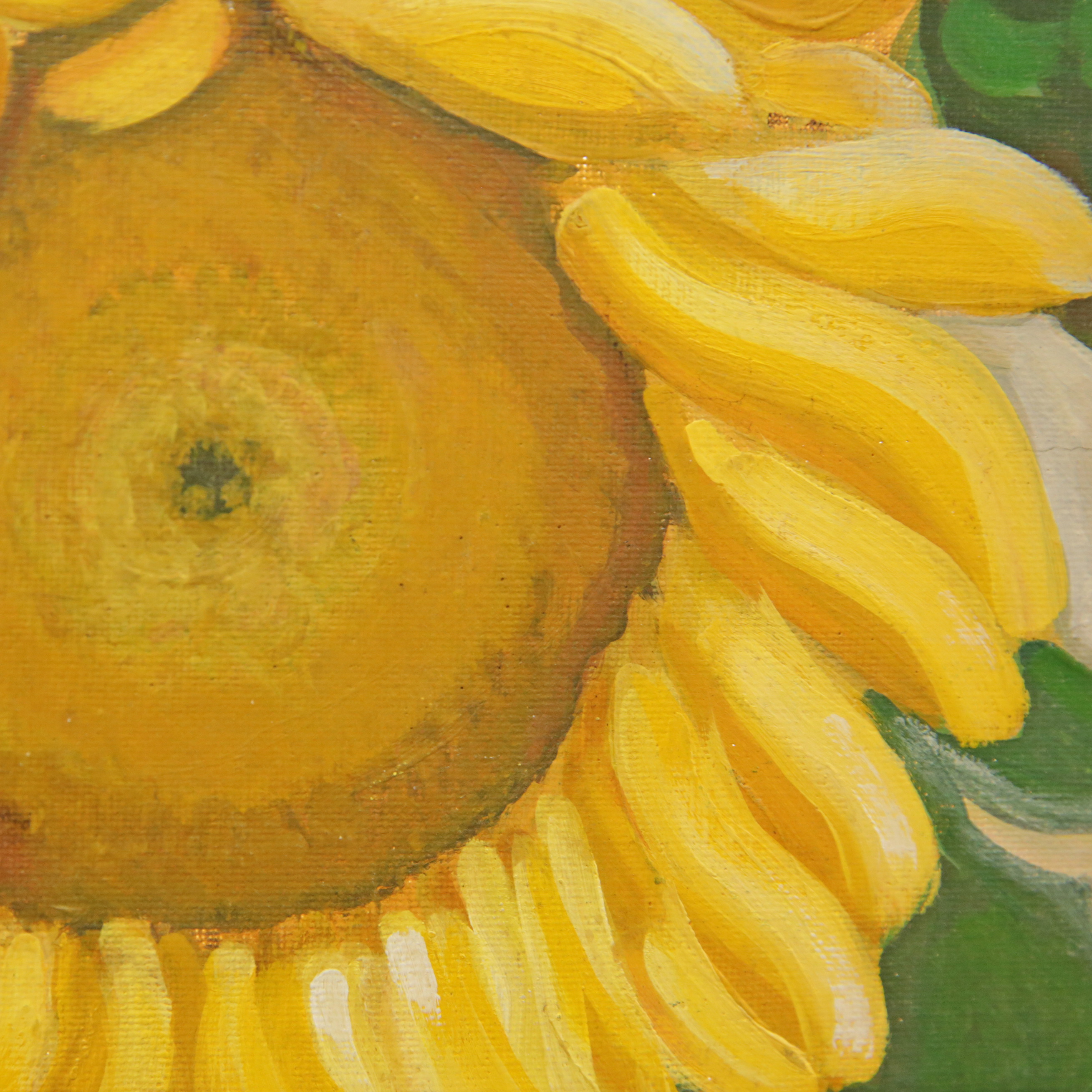 Vally POPA "Still life with sunflowers", oil on canvas, 1986. - Image 3 of 5