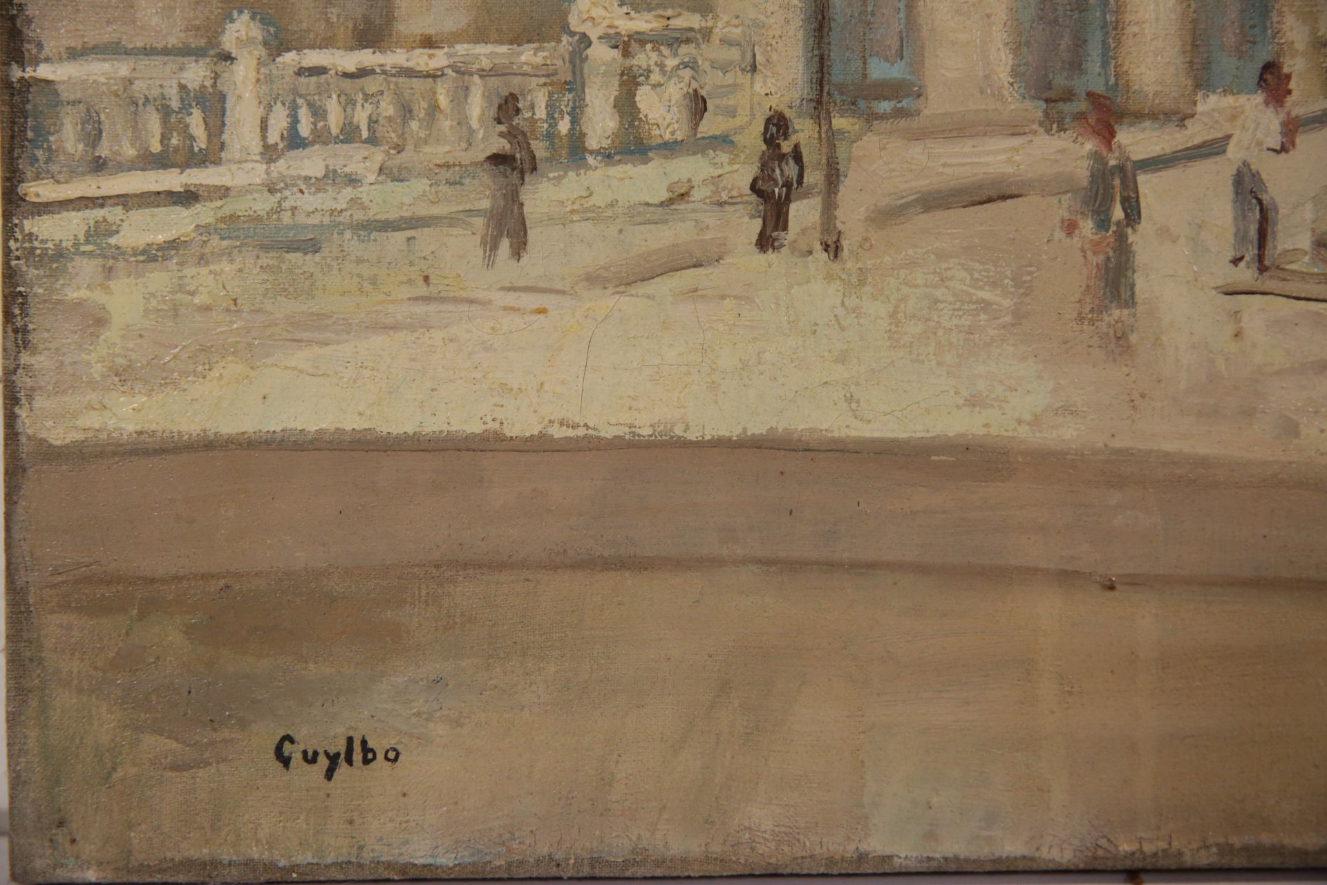 GUYLBO (1897-?) ÒShopsÓ, oil on canvas, North Africa. - Image 4 of 4