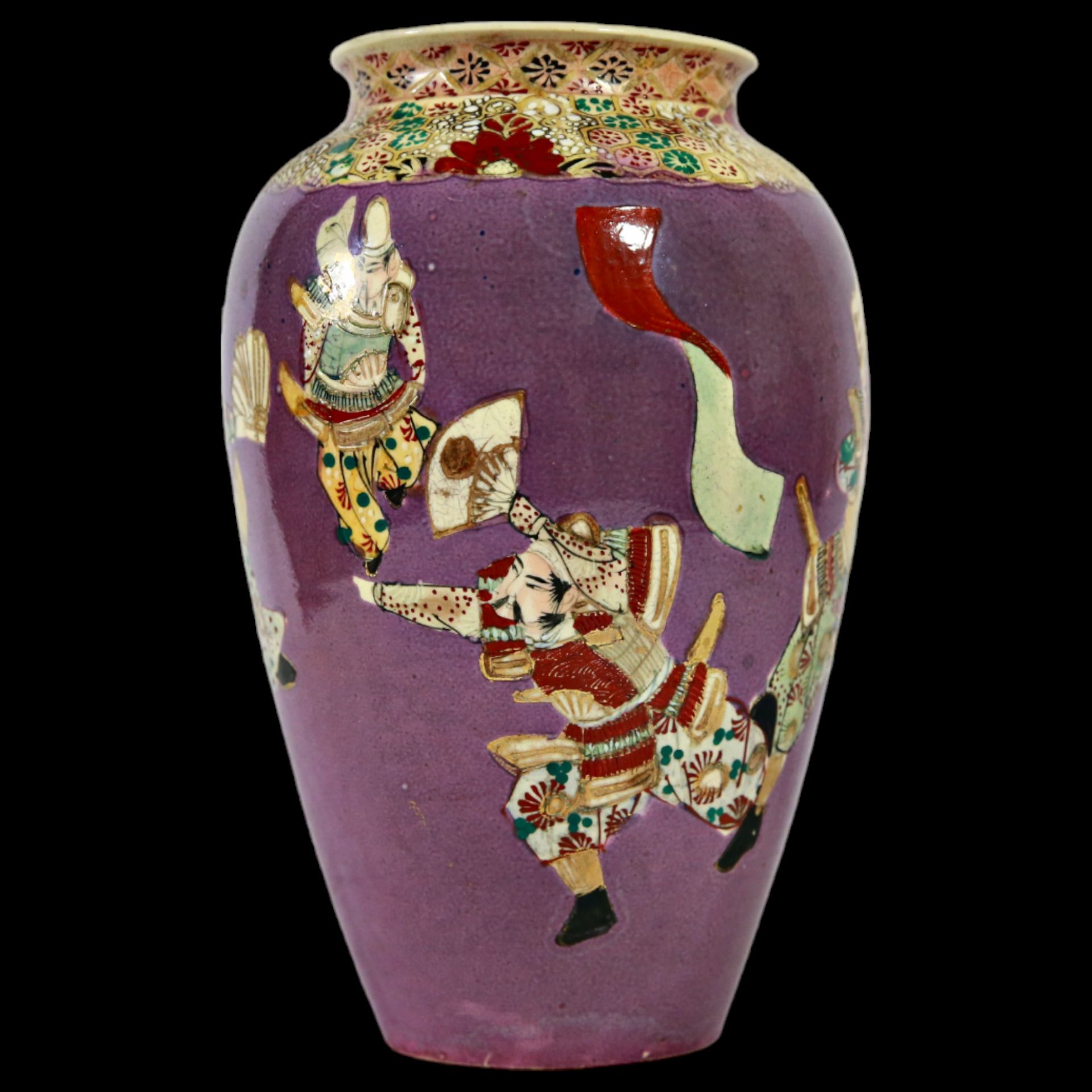 Pair of Satsuma vases, Japan, Meiji period, earthenware, decorated with figures of samurai. - Bild 4 aus 25