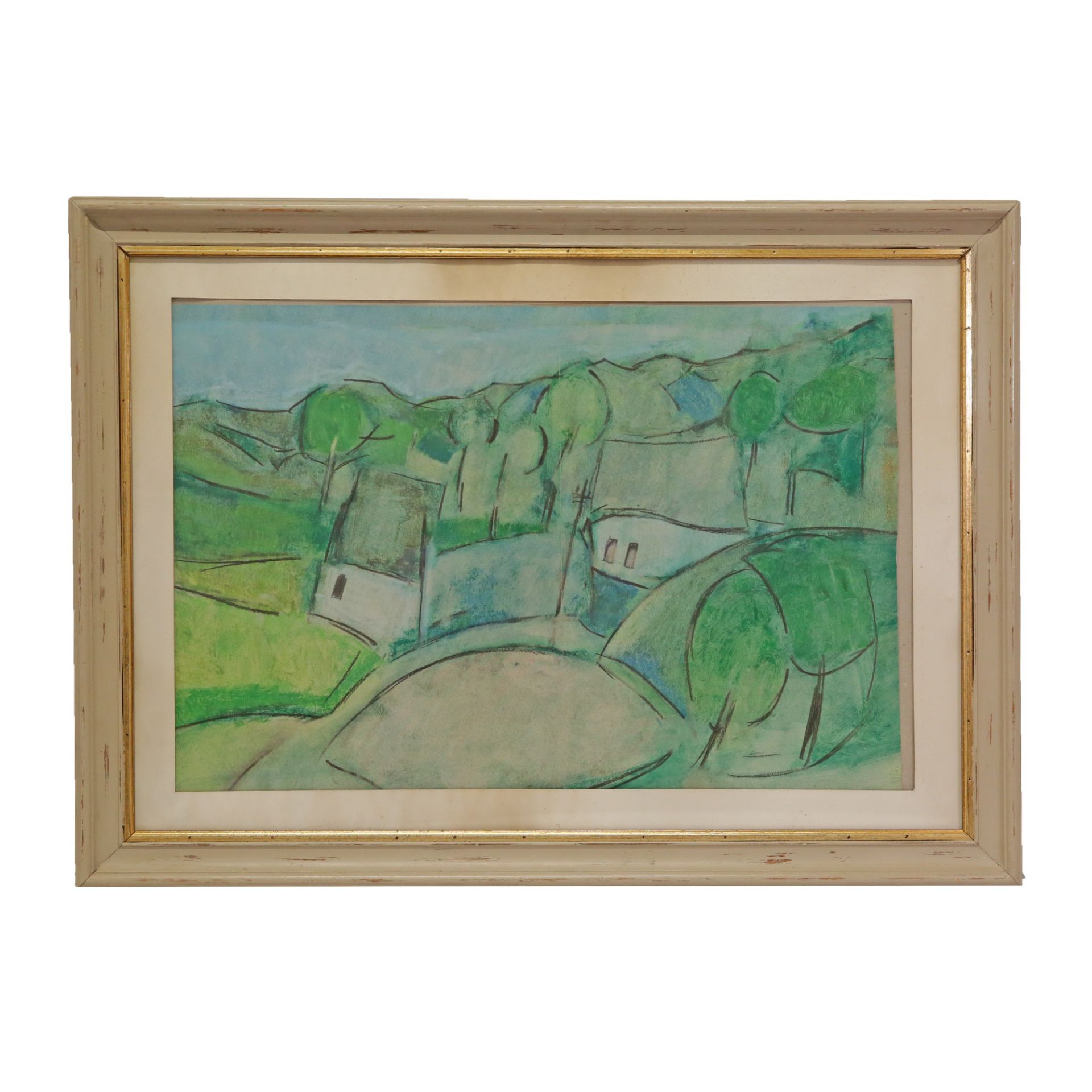 Guy PEQUEUX (1942-2021) "LANDSCAPE IN A GREEN TONE", PAIR PAINTING OF GOUACHES ON ISORElL. - Bild 3 aus 7