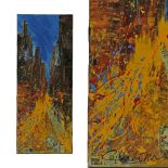 View in New York, acrylic on canvas, Author"s signature is not legible, American Painting.