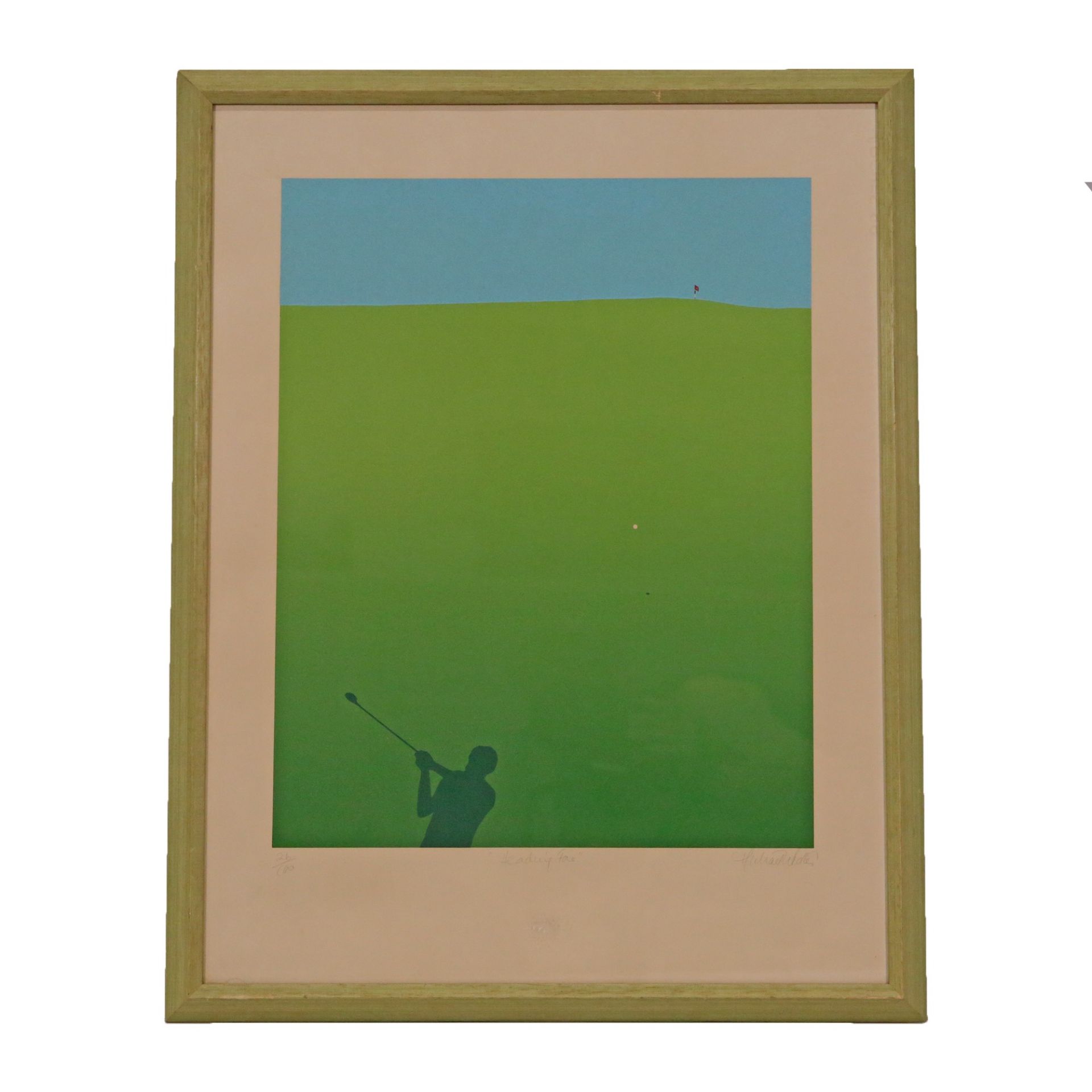 "Golfer" lithograph, illegible signature, 26/100. - Image 2 of 4