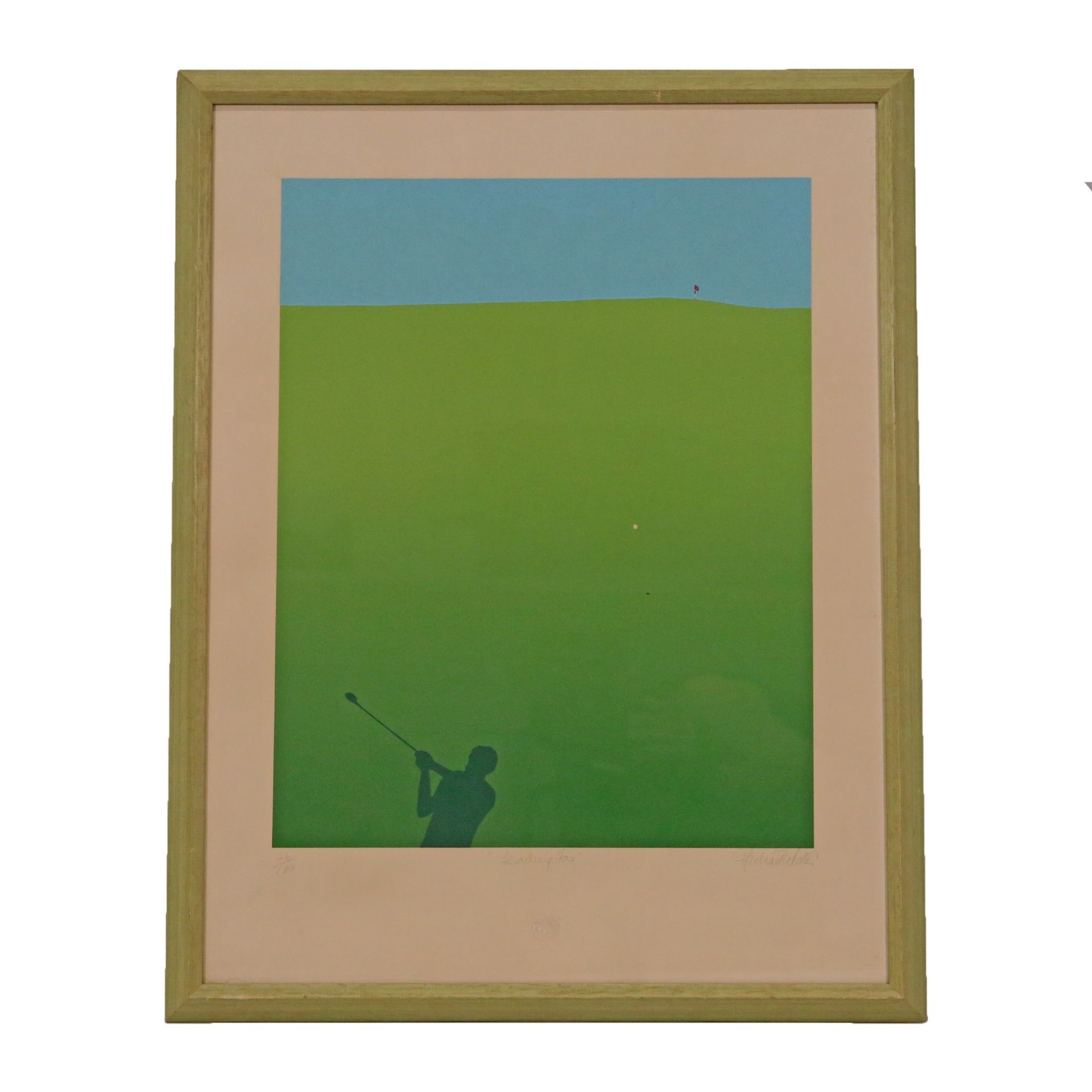 "Golfer" lithograph, illegible signature, 26/100. - Bild 2 aus 4