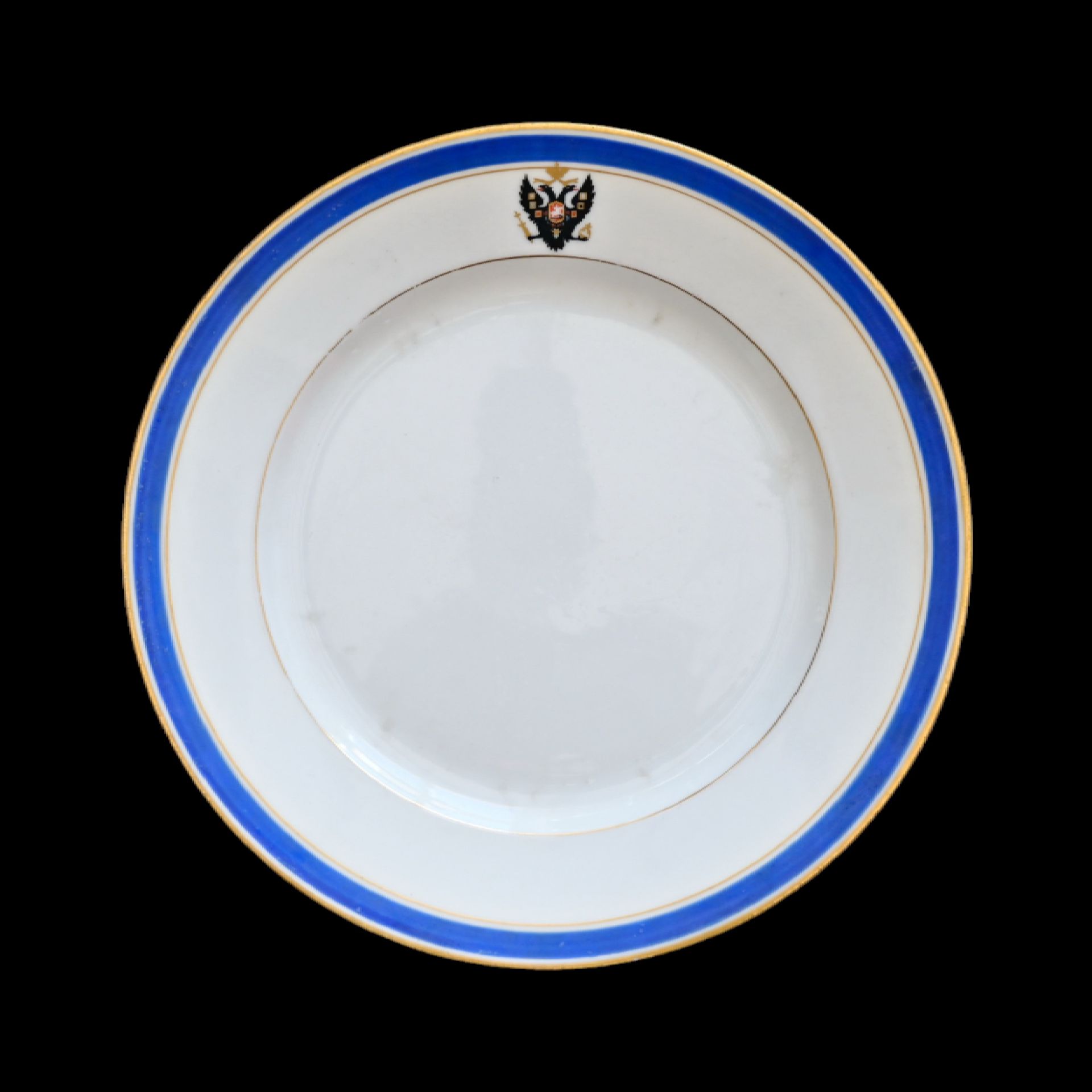 Plate from the dinner service of the Russian Emperor Nicholas II from the yacht "Alexandria", 1885.