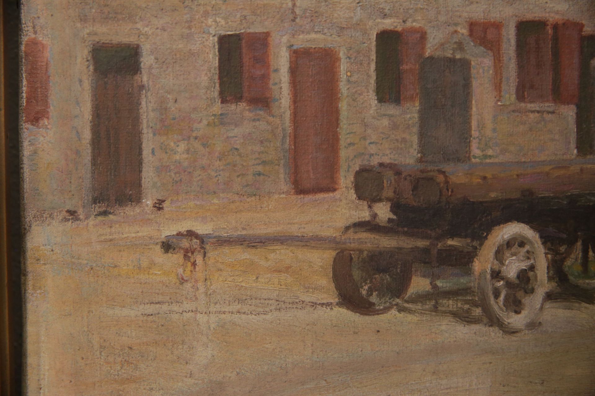 Jeremie DELSAUX (1852-1927) "Carriage in a farmyard" 1908, oil on canvas. - Image 3 of 4