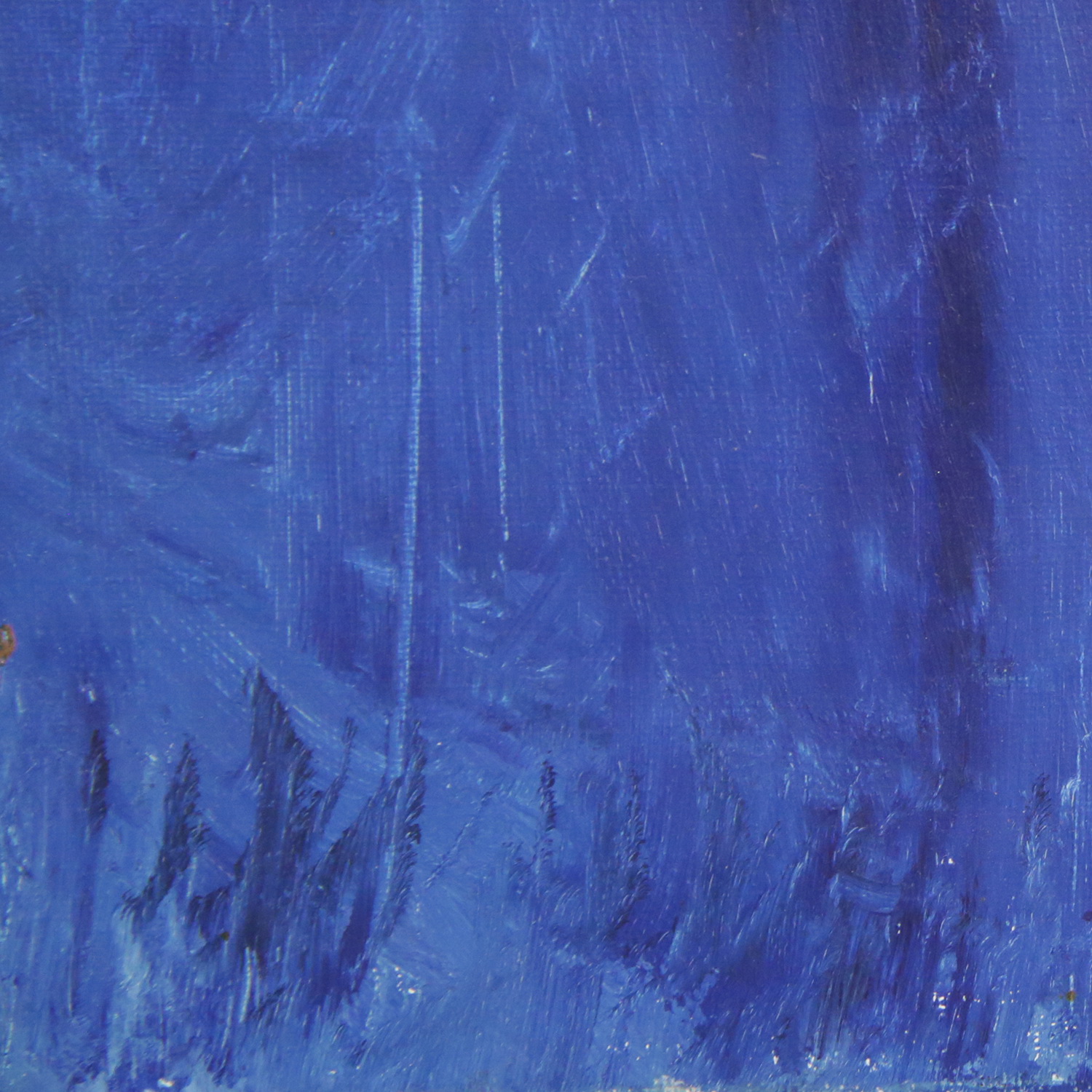 "Red abstraction on blue", oil on canvas, 20th century abstract painting. - Image 4 of 5