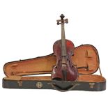 Gorgeous children"s violin with 1 bow in the case. 20th century.