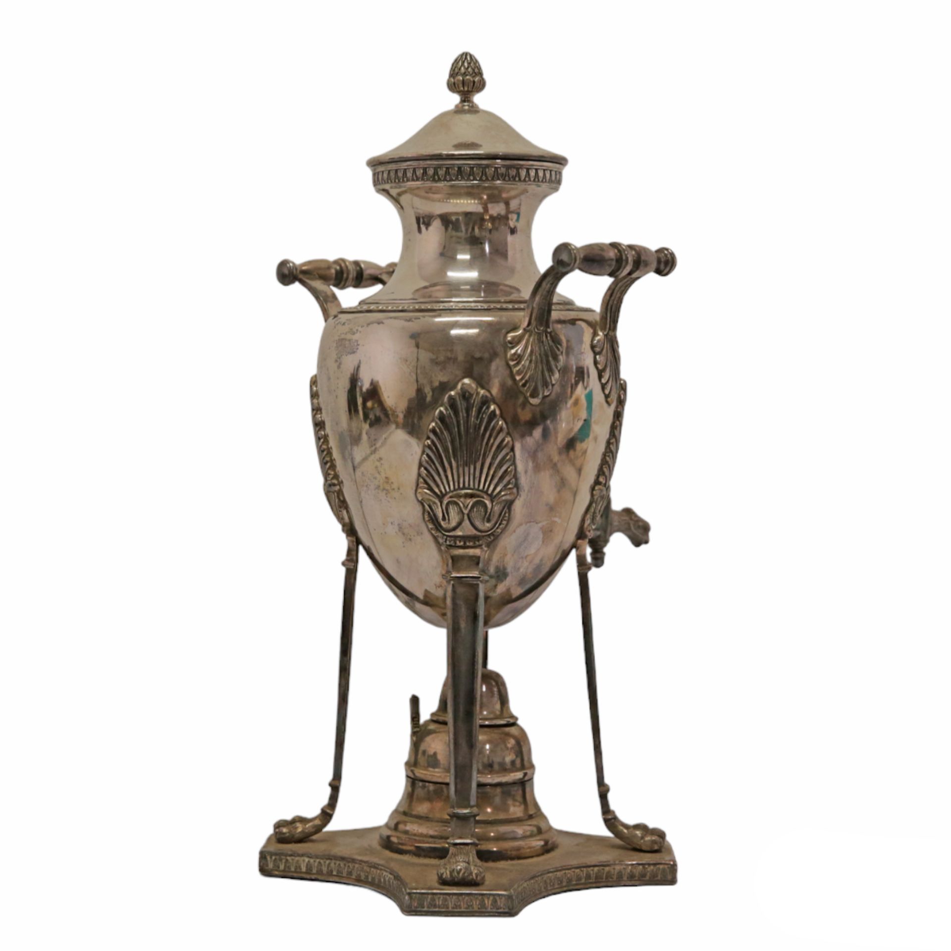 Rare Silver Plate Samovar, Large coffee urn with Neoclassical motifs, France 19th century. - Bild 7 aus 11