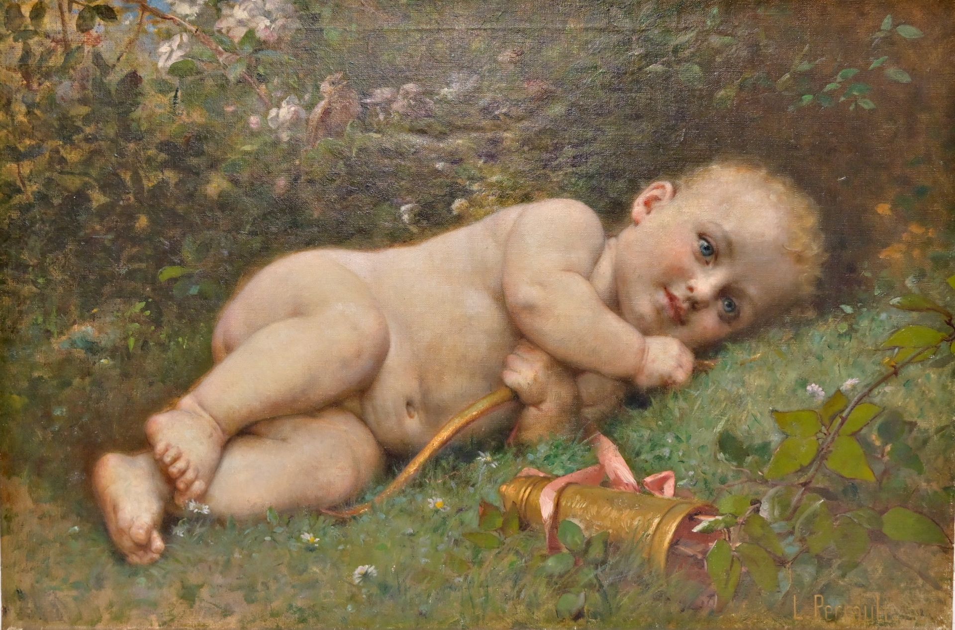 Leon Bazile PERRAULT (1832-1908) baby on the grass, 1905, oil on canvas, signed by the artist. - Image 2 of 8