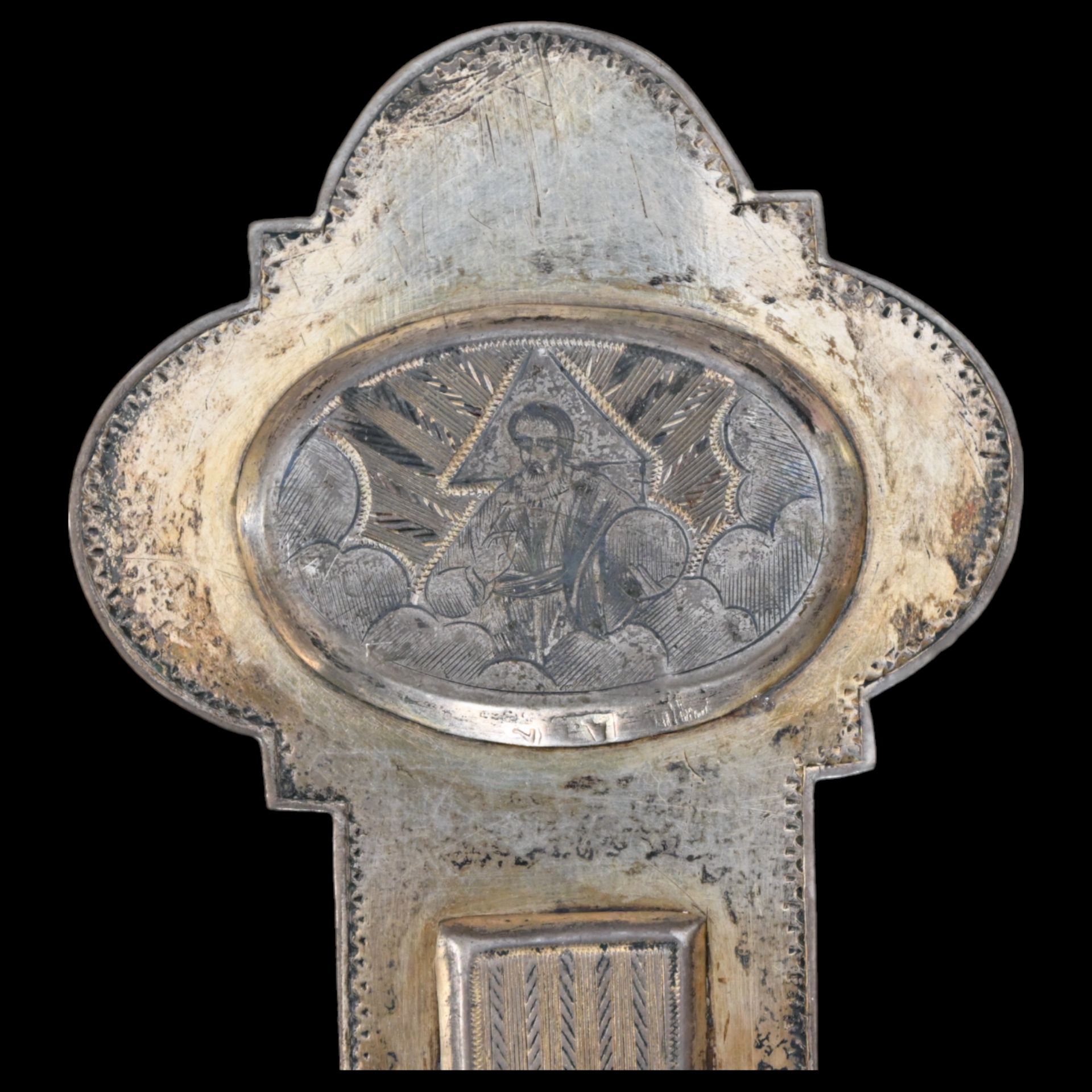 Very rare Russian reliquarium blessing cross, silver with niello, Moscow, Russian Empire, 1830-50. - Bild 4 aus 13