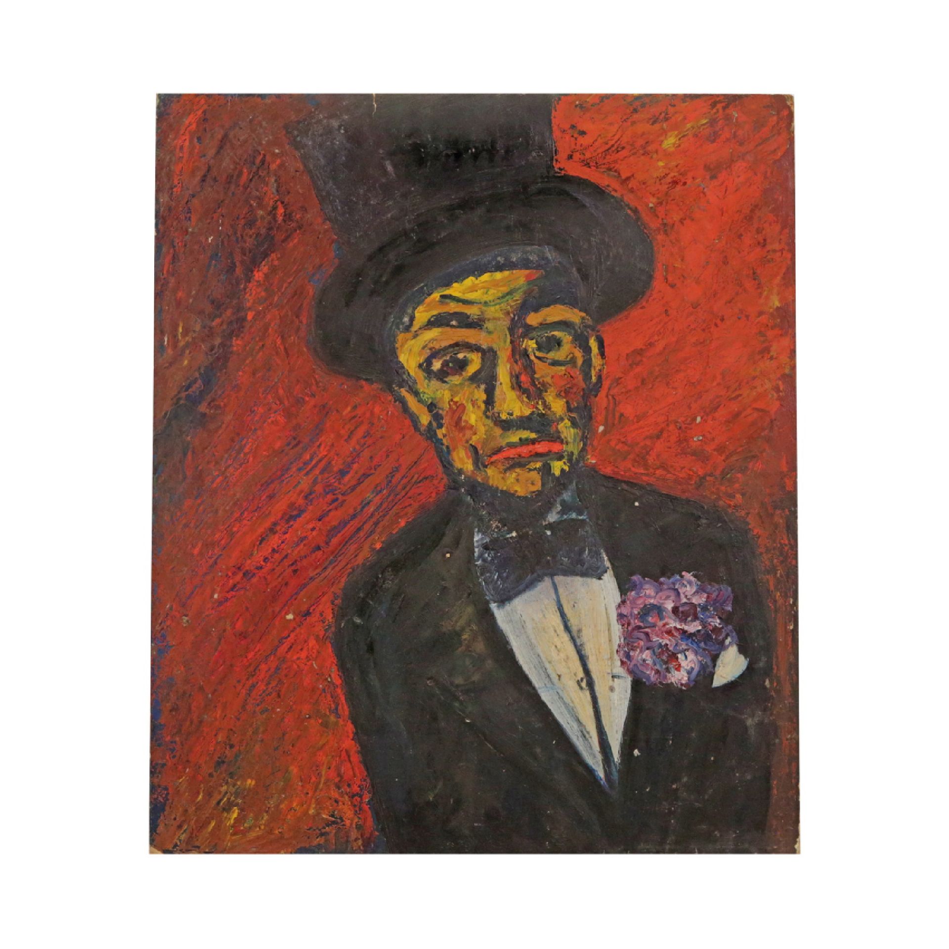 "Man in a hat", oil on cardboard, French painting of the 20th century.