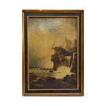 "Shipwreck", oil on wood, unsigned, French Painting of the 19th century.