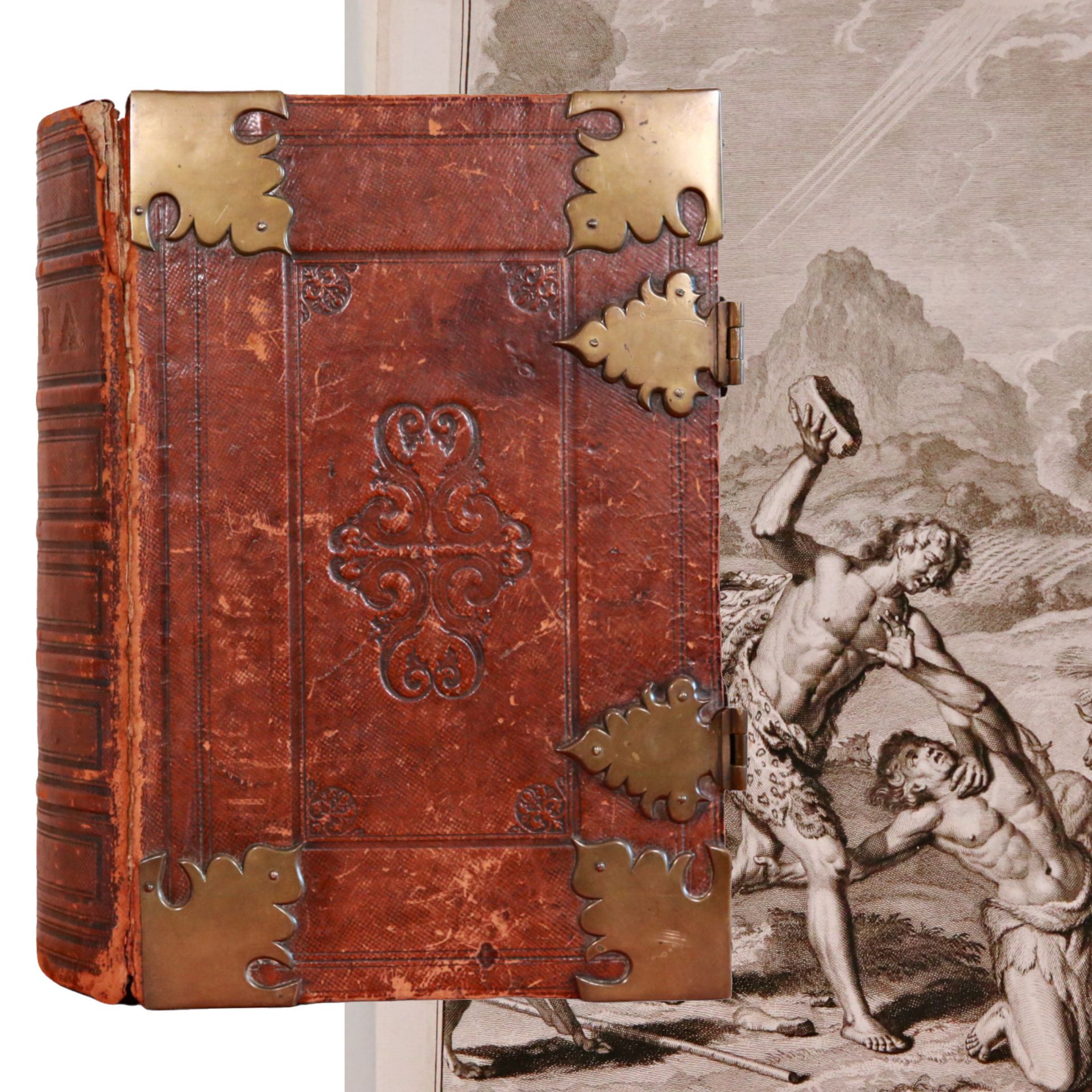 Rare Bible, High quality engravings, Large size, bound in leather, Amsterdam, 1663.