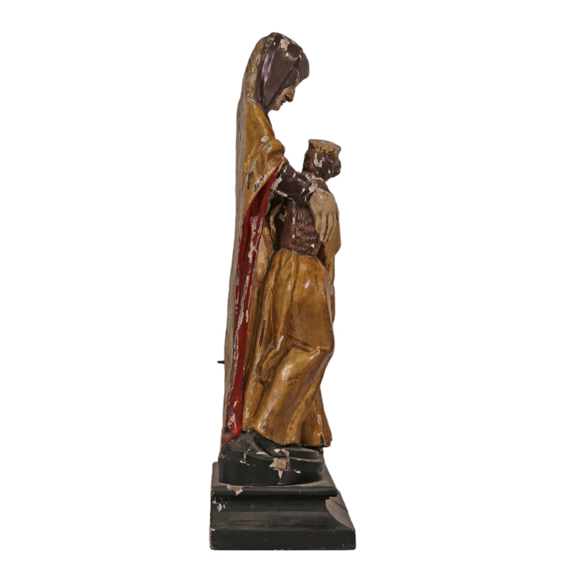 RARE, ANTIQUE, POLYCHROME WOODEN SCULPTURE "SAINT ANNE TRINITI", ON THE BASIS. FRANCE 19th CENTURY. - Bild 9 aus 13