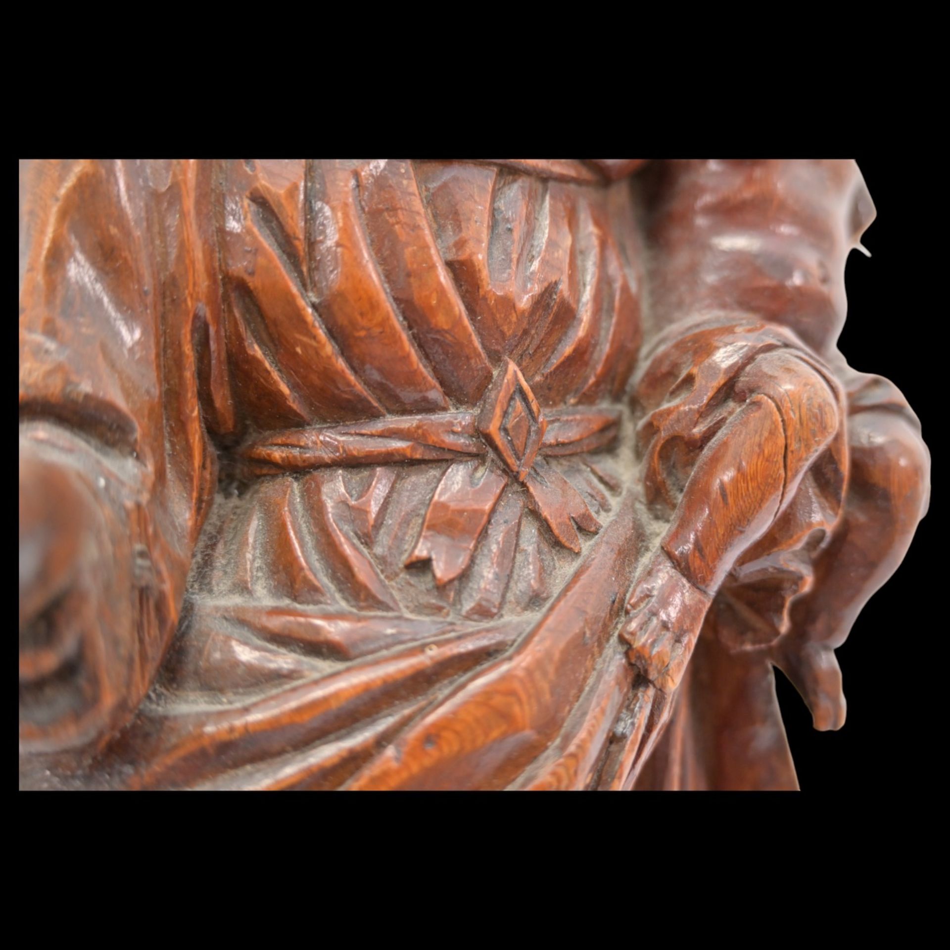 Magnificent Wooden sculpture, Virgin Mary with Child Jesus, France 19th century. - Image 8 of 8