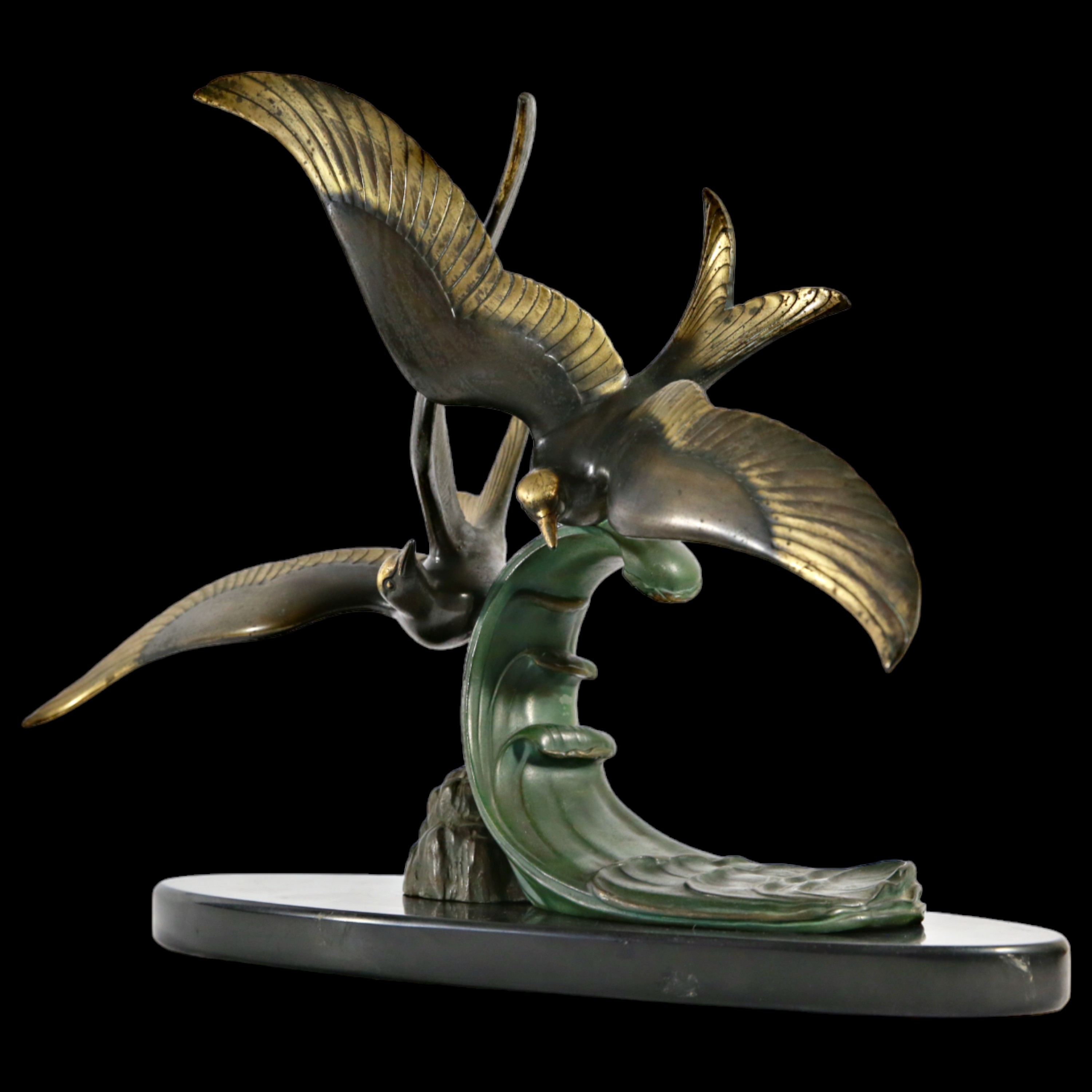 Very high quality Art Deco bronze sculpture, gilded, French, early 20th century. - Image 4 of 9