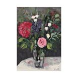 F Corler "Bouquet of flowers in a vase", oil on canvas, French painting of the 20th C.