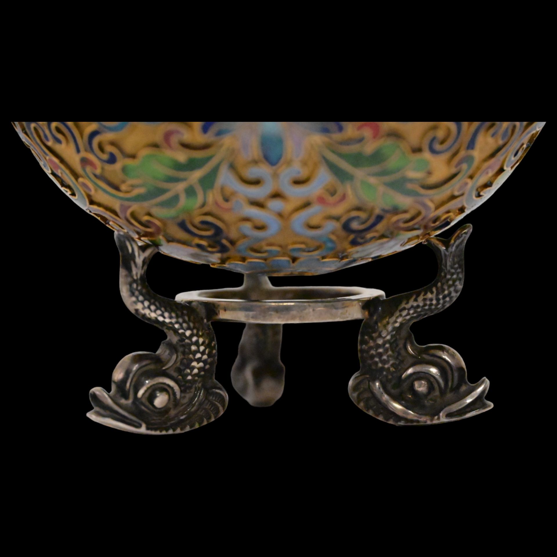 Russian gilded and enamel Easter egg on a silver stand, Russian, 20th century. - Image 4 of 11