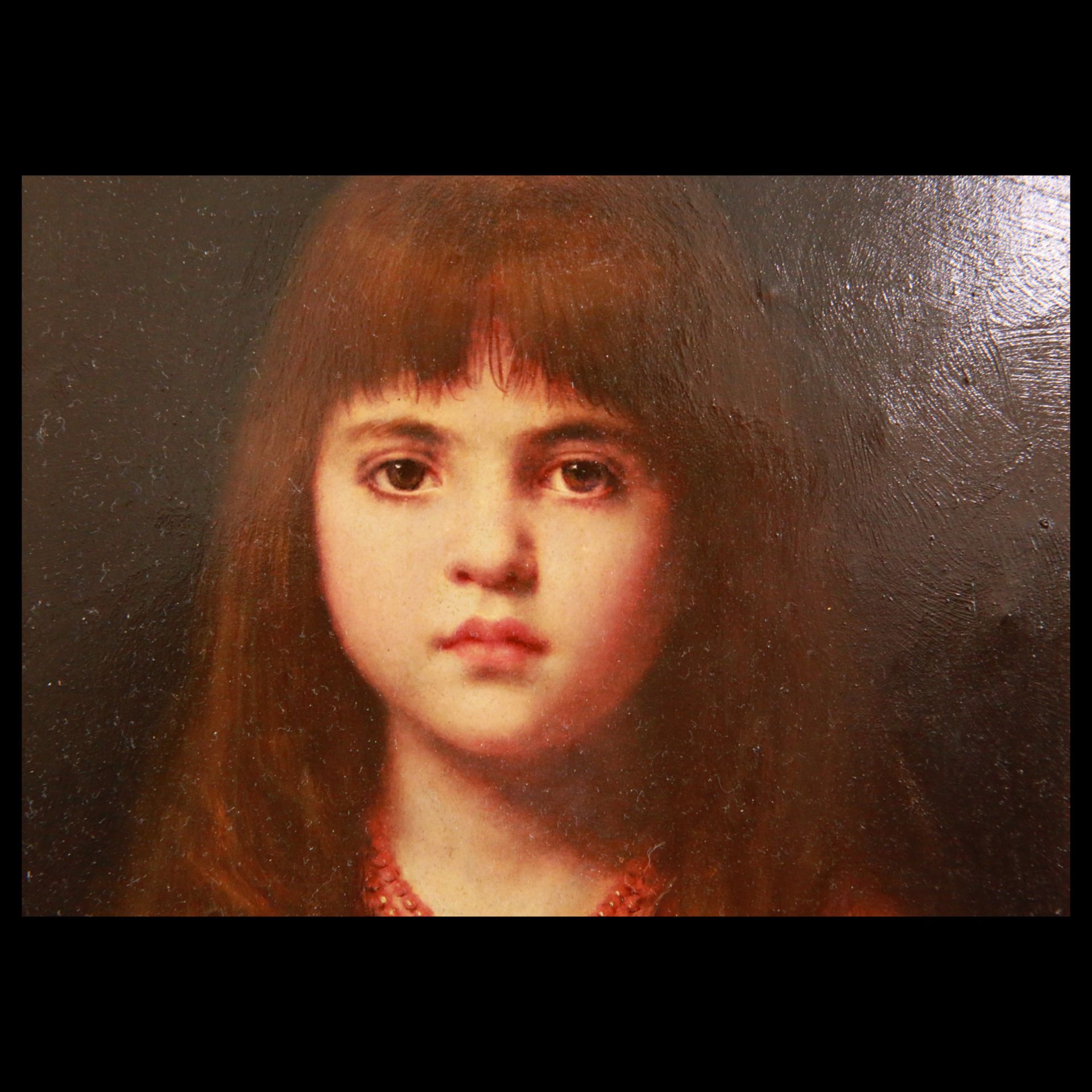 Attributed Alexey Kharlamov, Portrait of a little girl, Oil on panel, no signature, Russian painting - Image 4 of 7