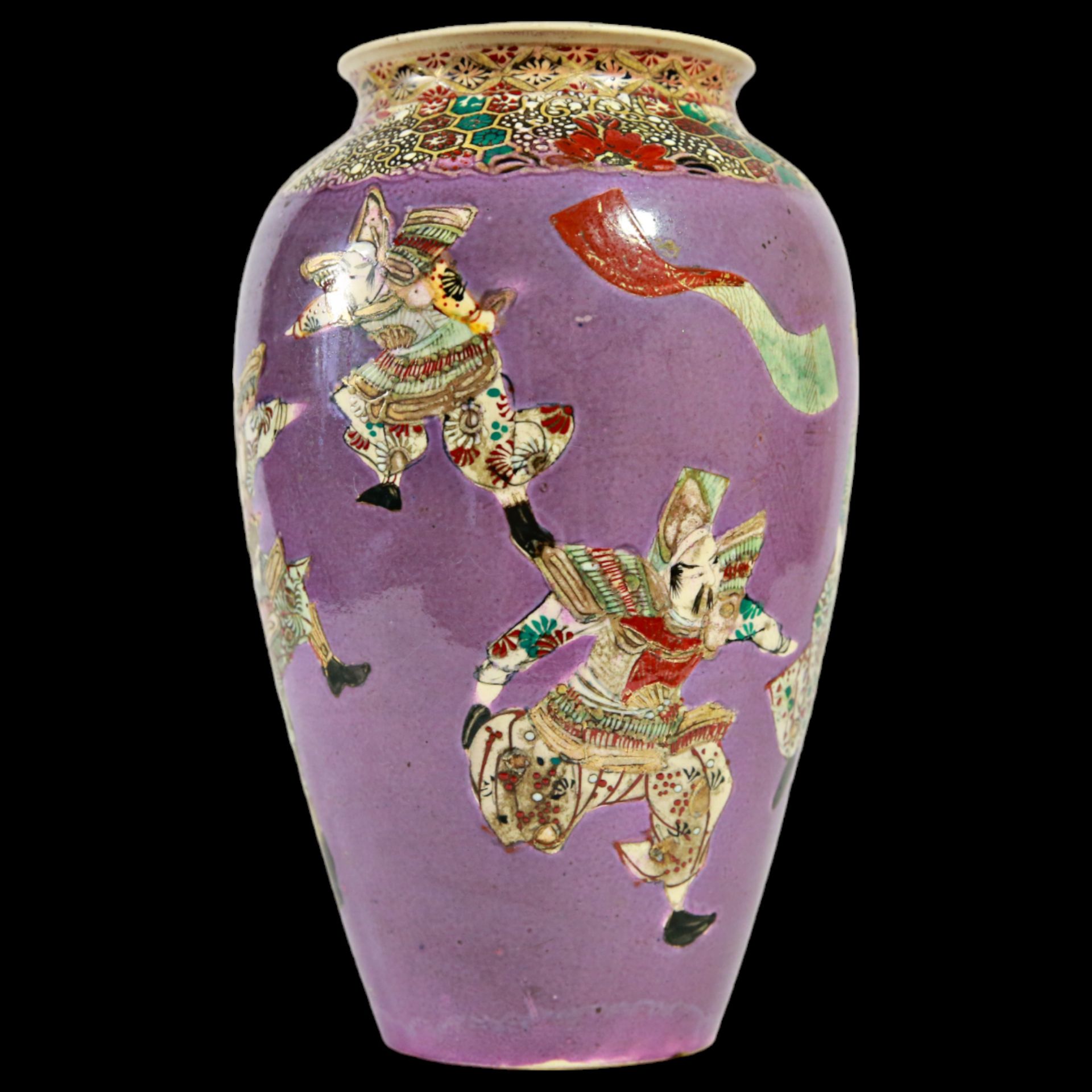 Pair of Satsuma vases, Japan, Meiji period, earthenware, decorated with figures of samurai. - Bild 13 aus 25