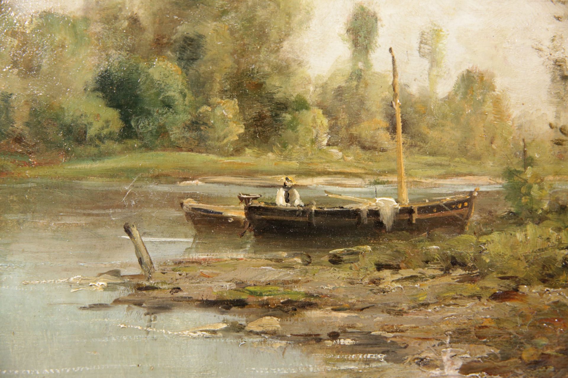 Peter BINA (1888-1969) "Landscape with a boat", oil on panel. - Bild 3 aus 4