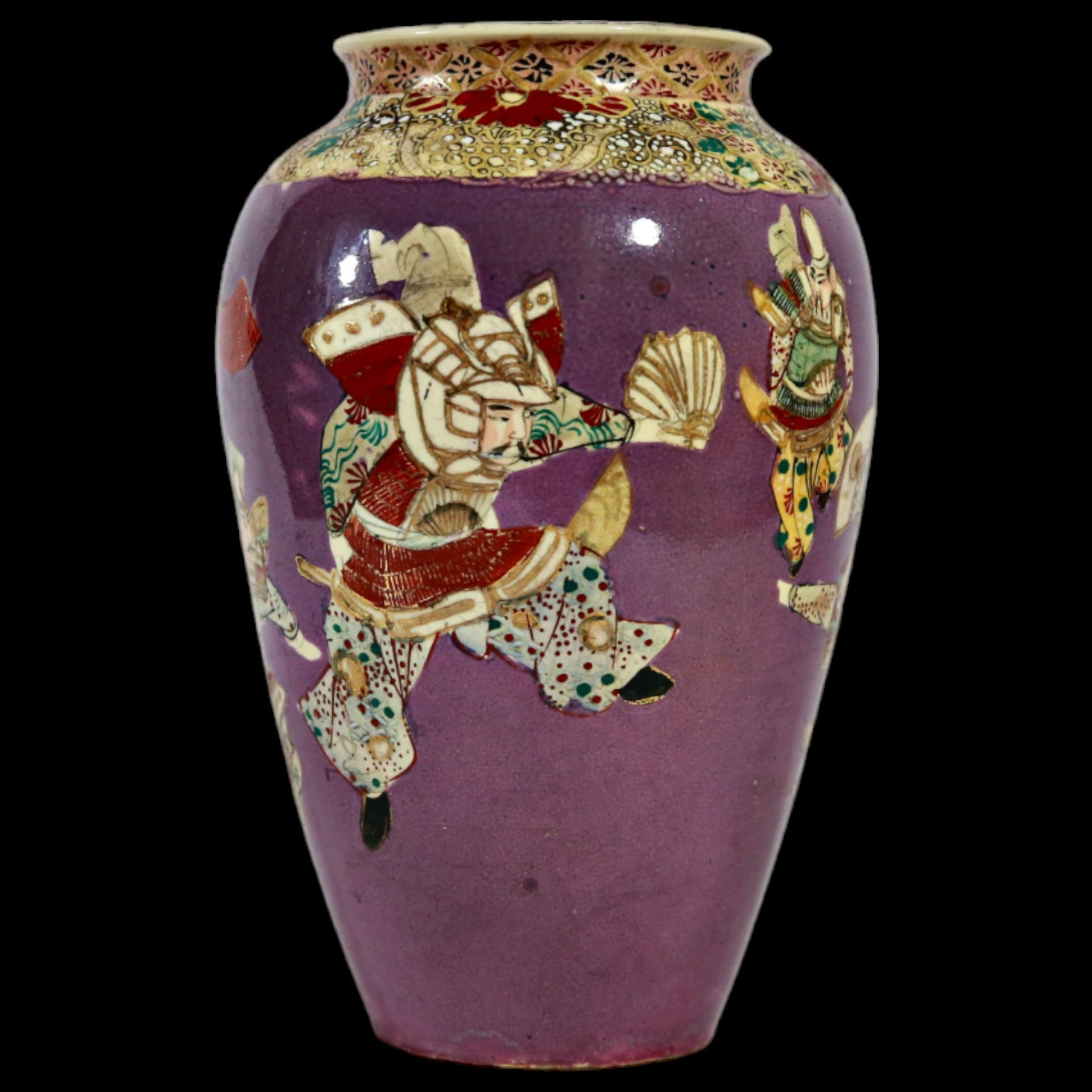 Pair of Satsuma vases, Japan, Meiji period, earthenware, decorated with figures of samurai. - Bild 2 aus 25