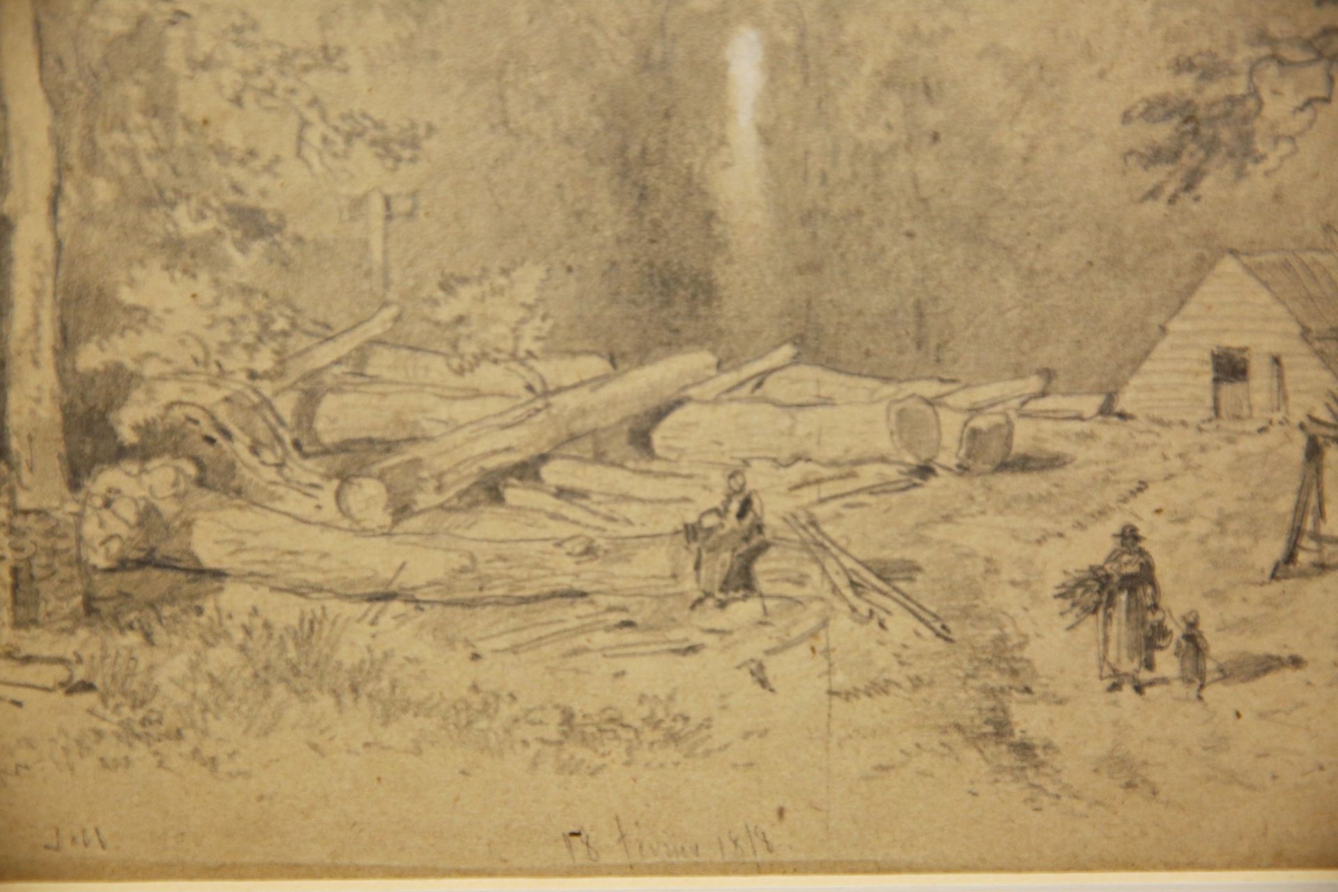 ÒThe Lumberjack"s HutÓ February 18, 1818, pencil drawing, 19th century French painting. - Bild 5 aus 5