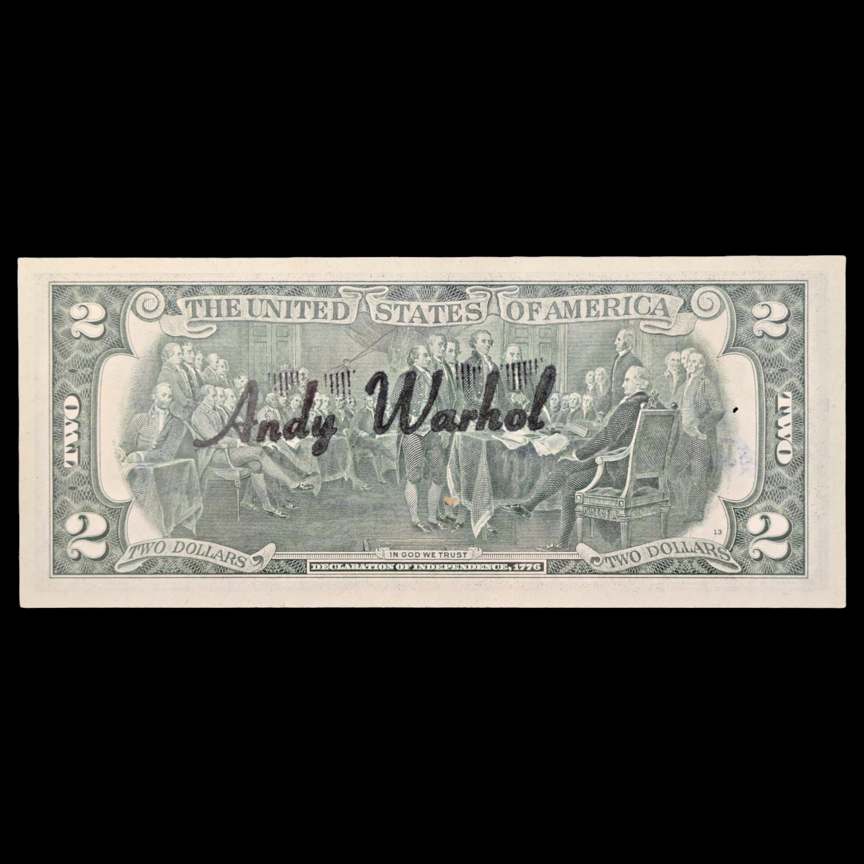 Autograph - Andy WARHOL (1928 - 1987), Signed 2-dollar banknote + certificate. - Image 3 of 5