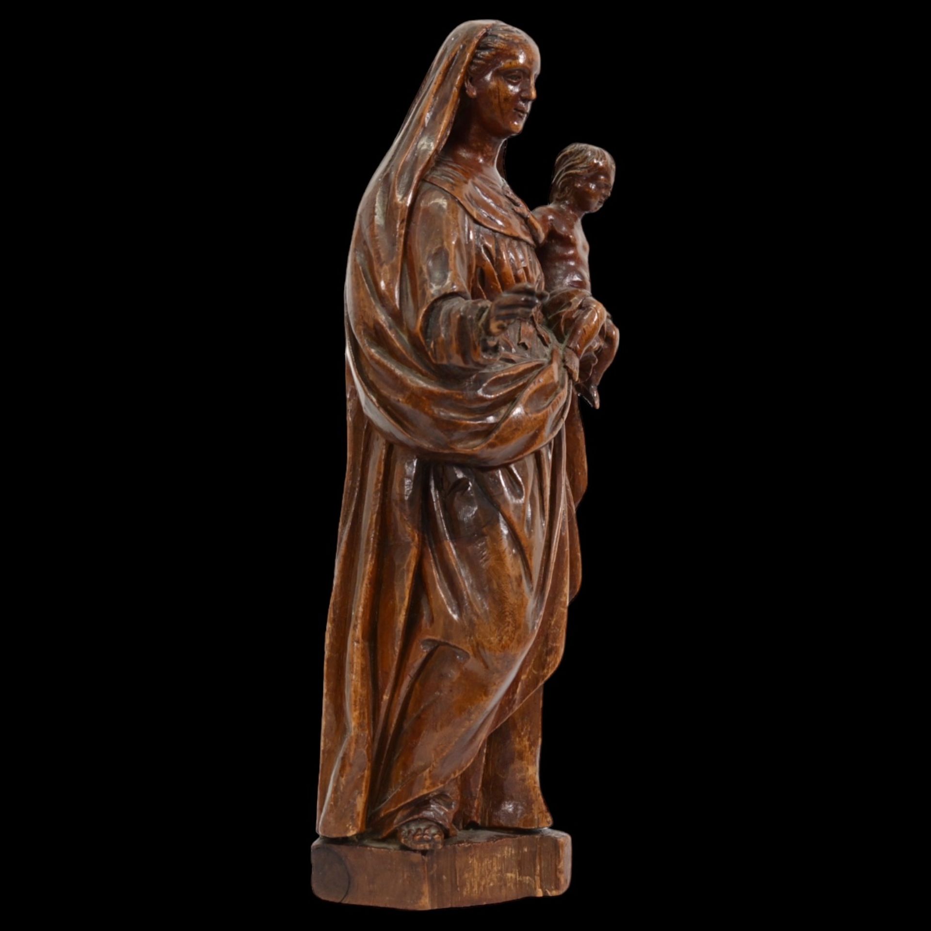 Magnificent Wooden sculpture, Virgin Mary with Child Jesus, France 19th century. - Bild 6 aus 8