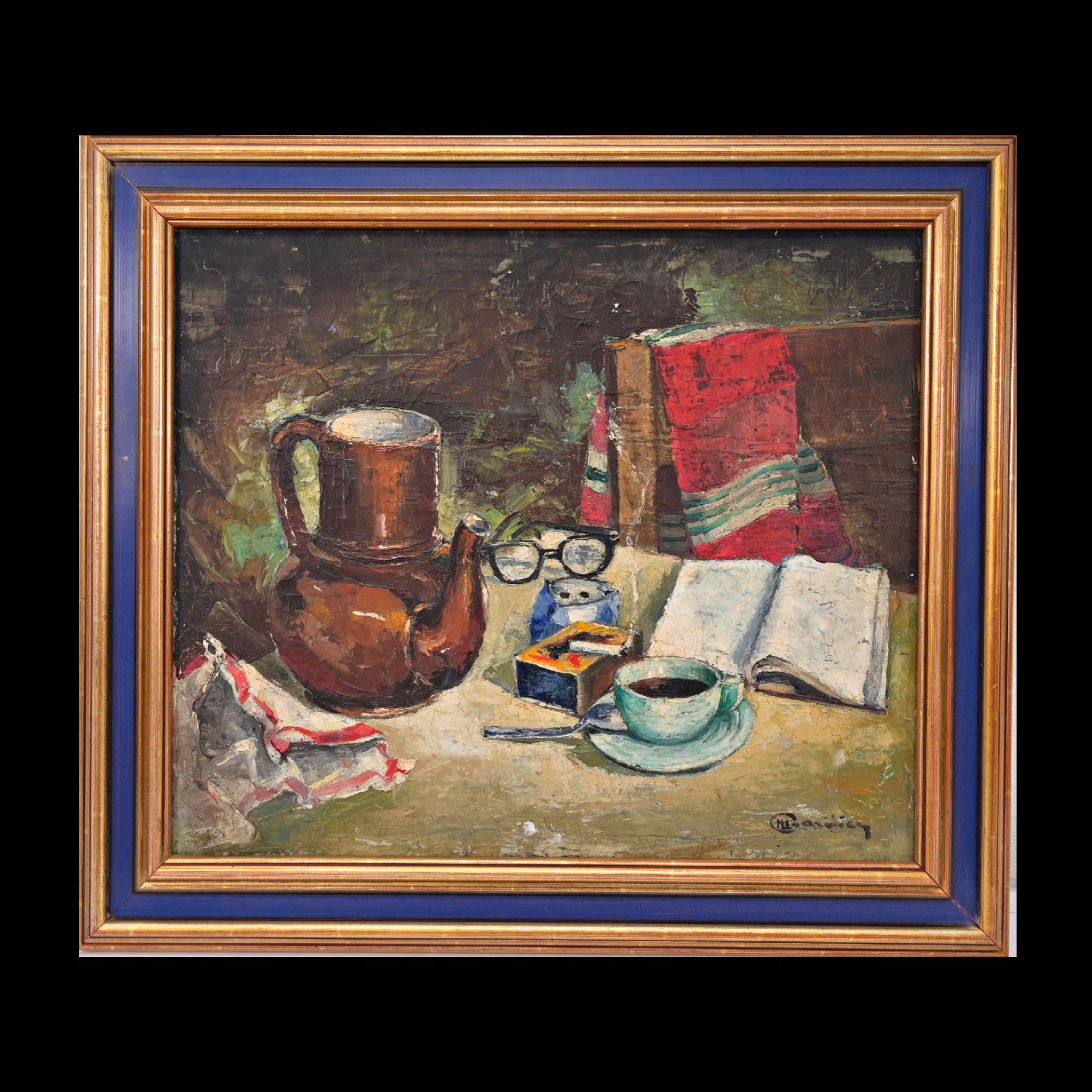 French painting, Oil on canvas, Signature of the artist L M Gazolies. France, 20th century.