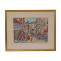 Roland Hamon (1909-1987) "Parisian street scenes", 1969, Watercolor on paper.