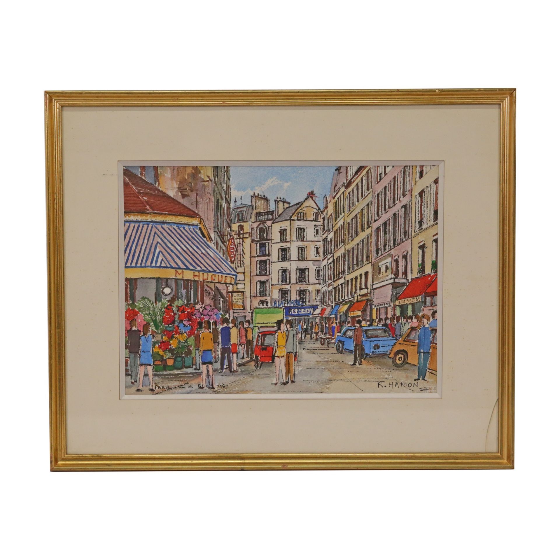 Roland Hamon (1909-1987) "Parisian street scenes", 1969, Watercolor on paper.