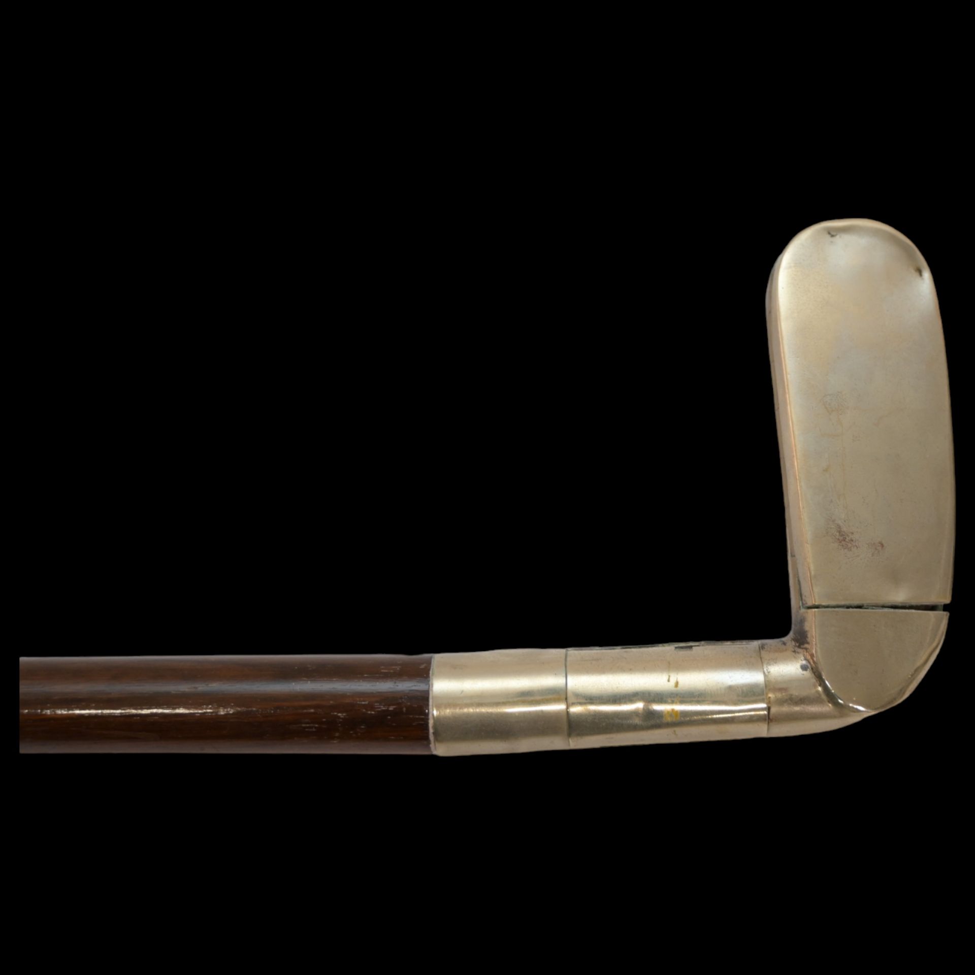 A rare Golfclub Walking Stick Cane, Cigarette Case with Match Safe, early 20th century. - Bild 7 aus 8