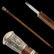 A rare "Chaliapin" Walking Stick Cane with a container for a Cognac, 1early 20th century.