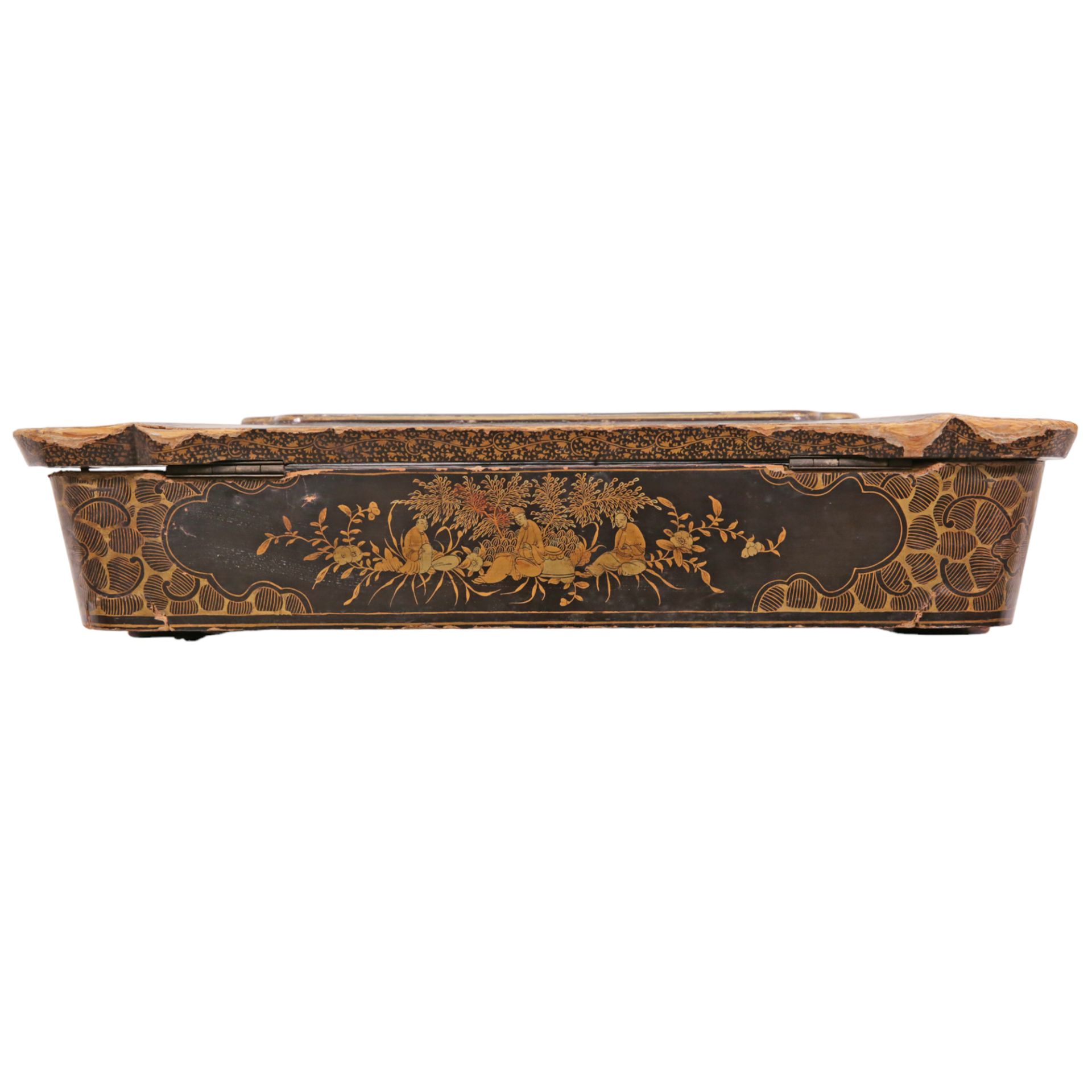 Dressing table top, Napoleon III times, Japanese-style black and gilt lacquer. France mid 19th _. - Image 11 of 11