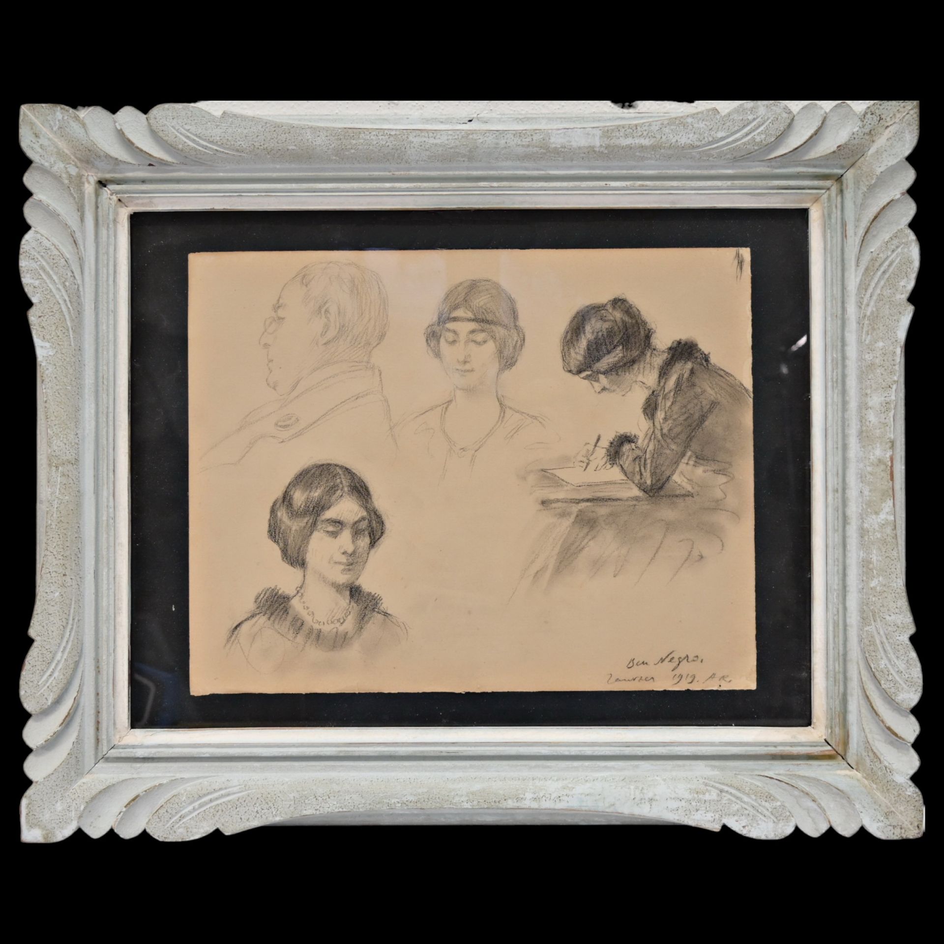 Ben Negro, sketch, 1919, pencil on paper. European painting of the 20th century.